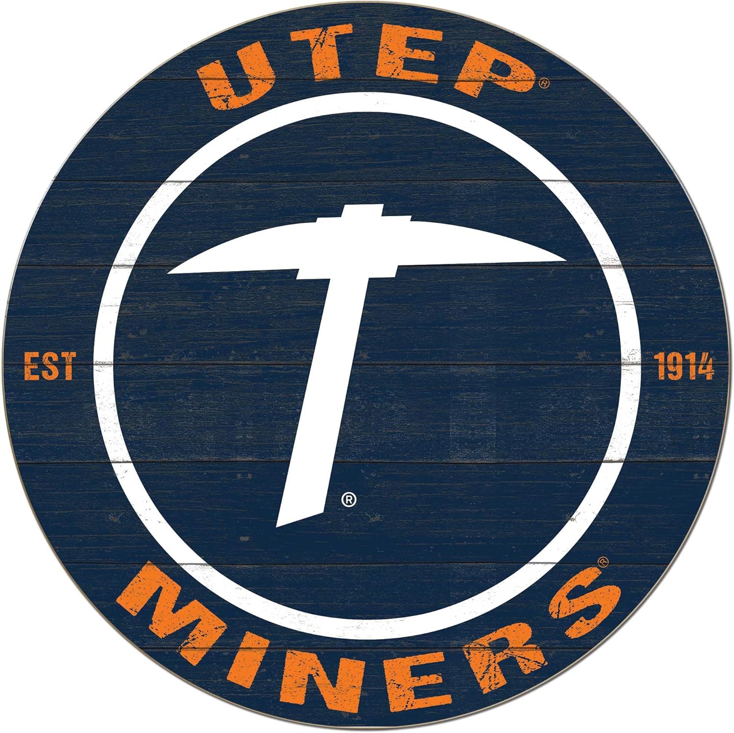 KH Sports Fan UTEP Miners Colored Circle Sign, 20x20 Inches, Miners Decor for Dorm, Bedroom, Fan Cave, Living Room; Display Your Team Spirit with This Unique Texas at El Paso Miners Wall Art