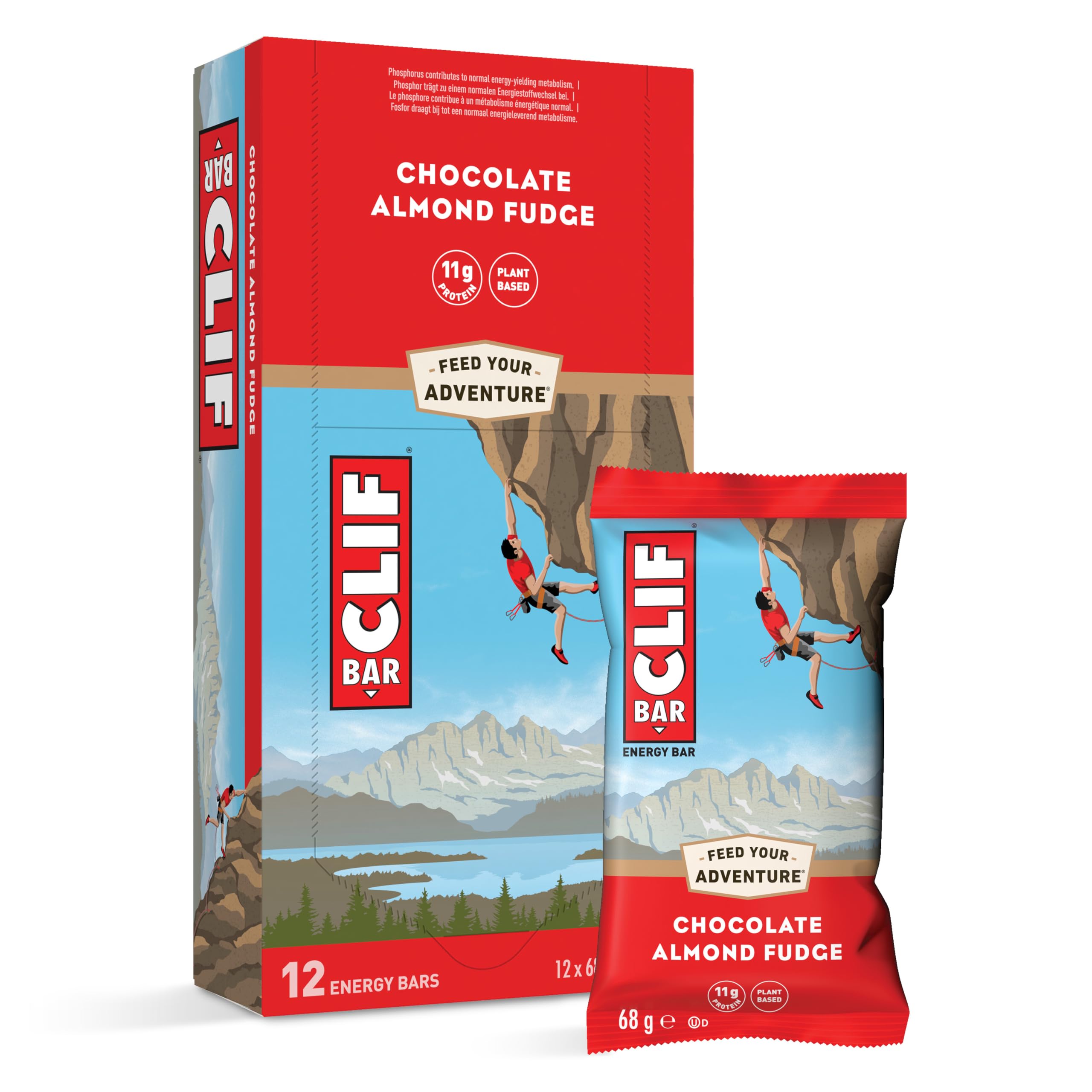 CLIF BAR Energy Bar - Protein Bar Chocolate Almond Fudge Plant-Based Protein Bar for Running, Marathon Training, Cycling & Endurance Sports 12 x 68 g