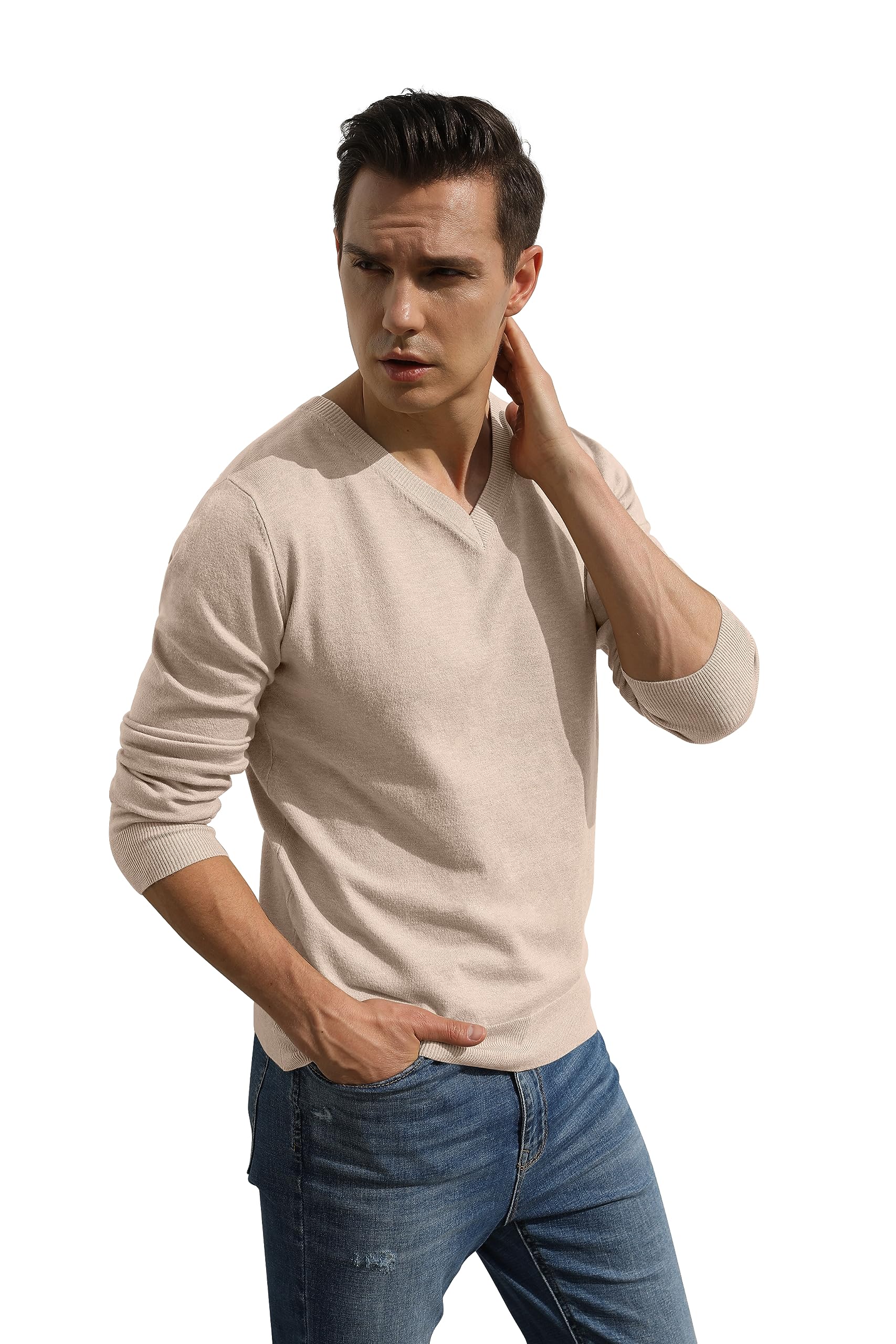 Hisir Cardigan en tricot léger classique et doux en laine avec boutons pour homme