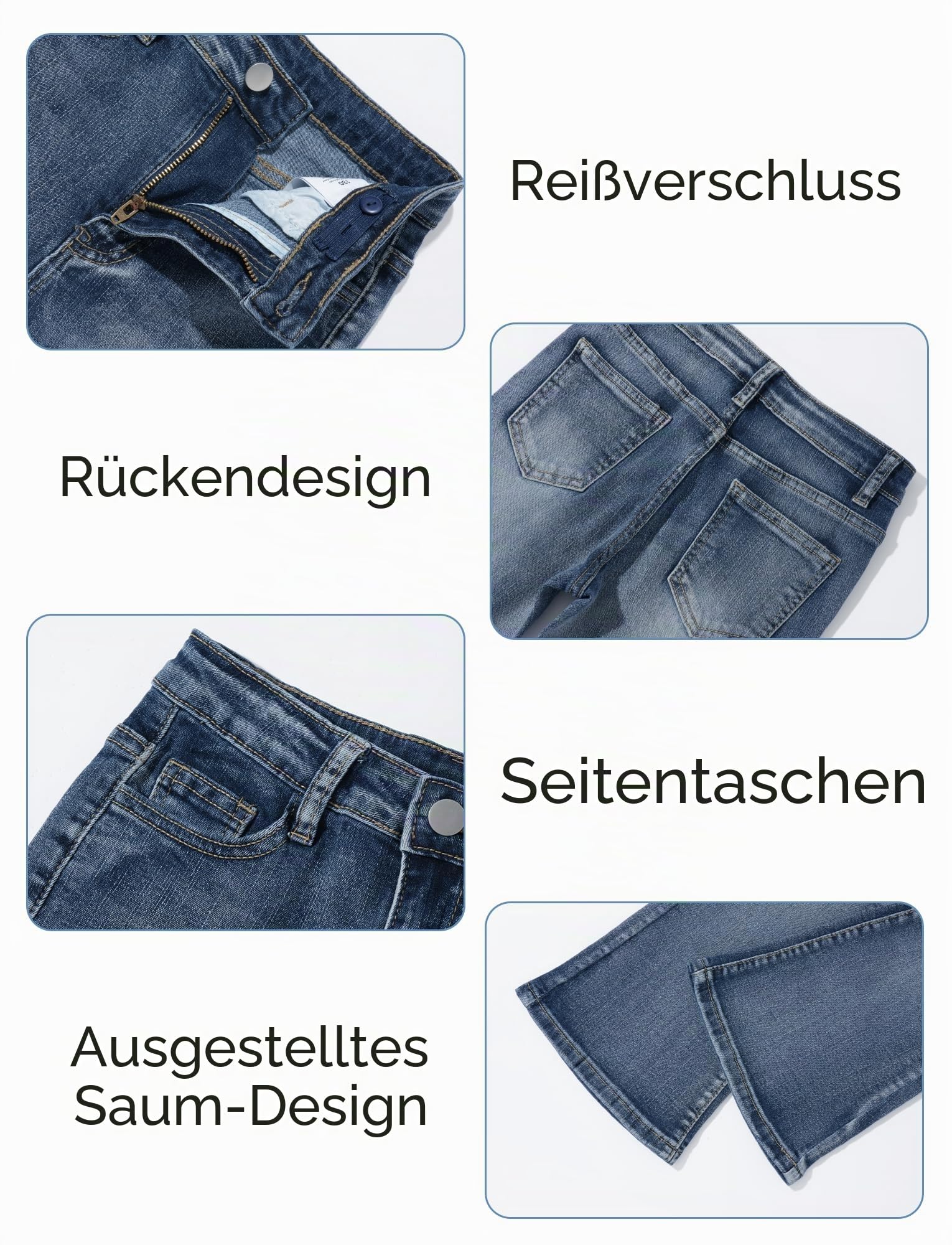 Happy Cherry Mädchen Schlaghose Jeanshosen Skinny Stretch Retro Bootcut Flare Hose Kinder Hohe Taille Blau Denim Glockenhose 130-160