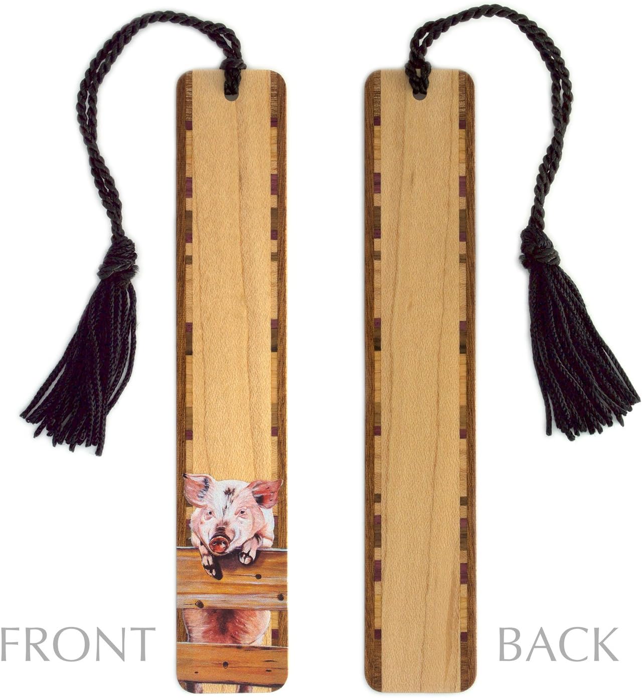 Pig - Color Painting by Mary Beth Ihnken - Handmade Wooden Bookmark - Also Available with Personalization - Made in USA