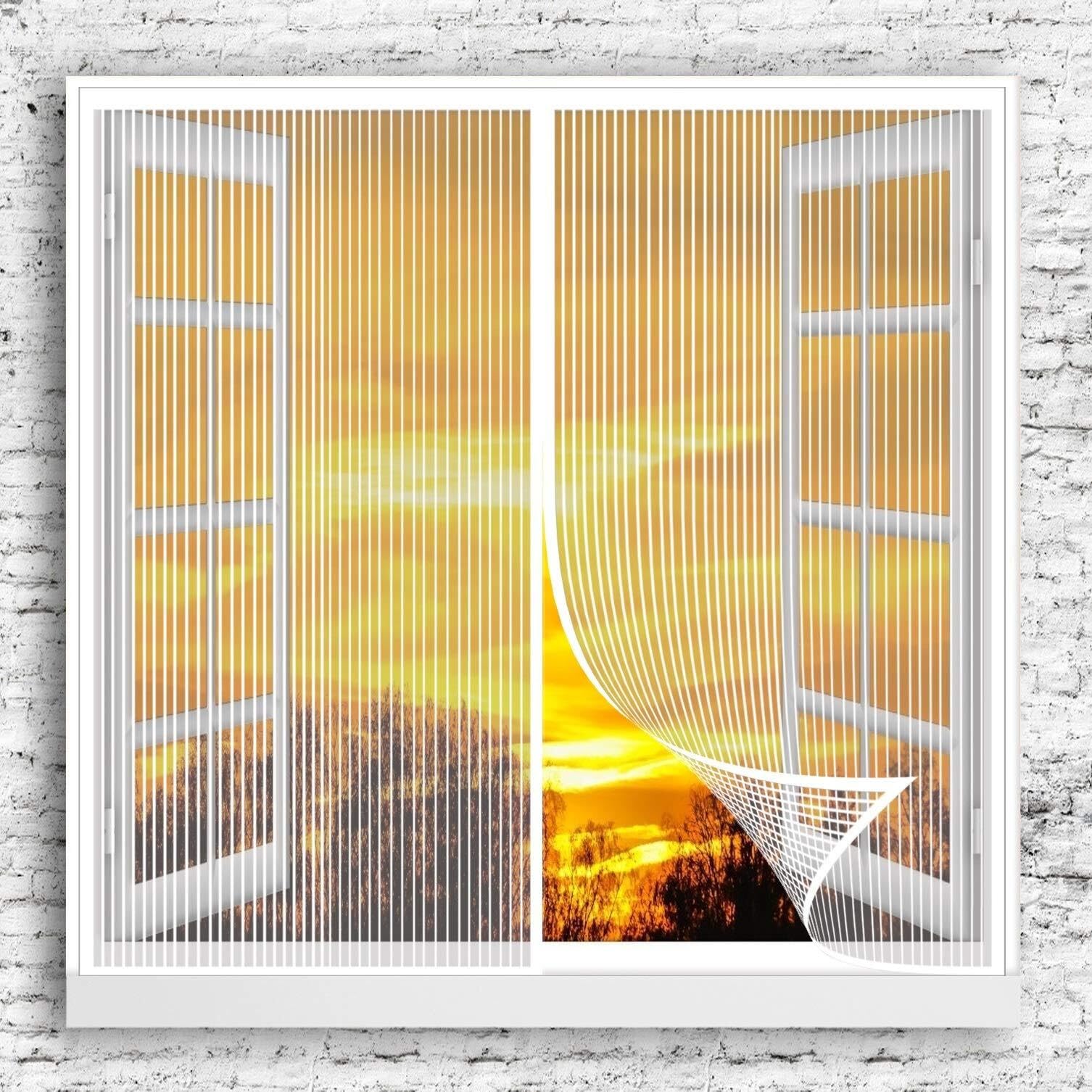 Magnetic Anti-Mosquito Net for Doors Automatic Closing Magnetic Mosquito Net Door Curtain Mounting Adhesive for Windows, Black (White, 120 x 150 cm)