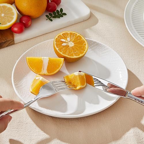 Miniatura 7 de Juego de cubiertos de plata martillada KINGSTONE, juego de 40 piezas para 8, juego de cubiertos de acero inoxidable 18/10 de alta resistencia, juego