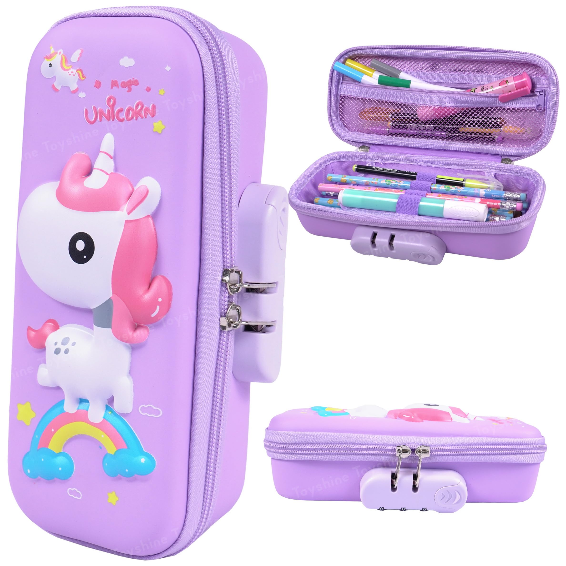 Toyshine 3D Eva Unicorn Pencil Pouch With Password Lock Large Capacity Student Stationery Box For Age 3+ (Purple, Ethylene Vinyl Acetate (EVA)) (B0CVV3KQTW) Amazon Price History, Amazon Price Tracker