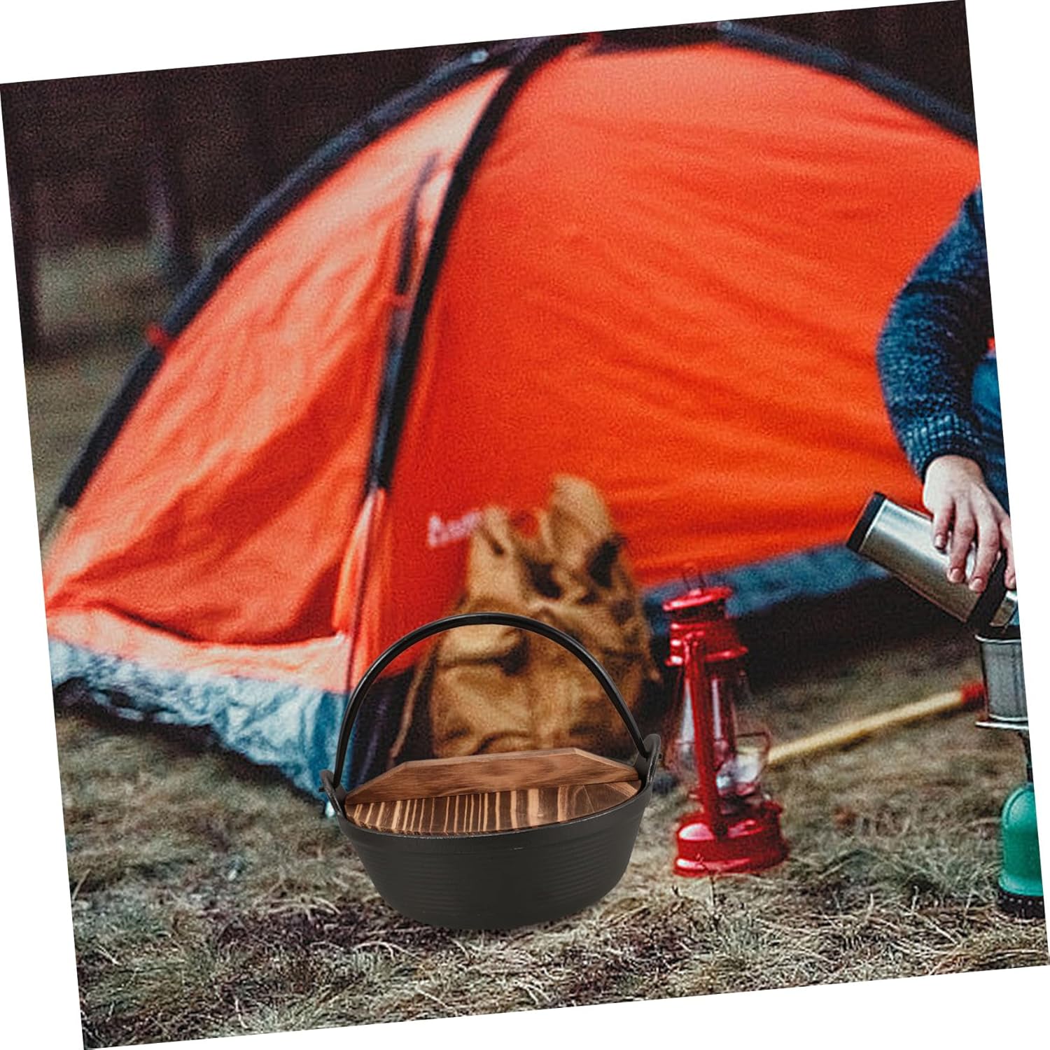 Elegant Cast Iron Cookware Camping Pot Campfire Cooking Equipment Camp Fire Cooking