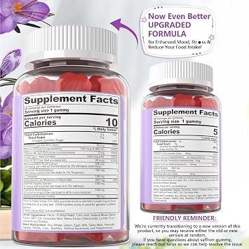 Saffron Supplements + Magnesium Glycinate + L-Theanine -Mood+Energy Gummies