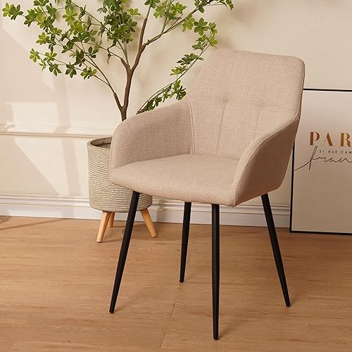 Miniatura 2 de Juego de 2 sillas de comedor modernas y acolchadas con respaldo, asiento ancho, cómodas sillas tapizadas para sala de estar, comedor, dormitorio,