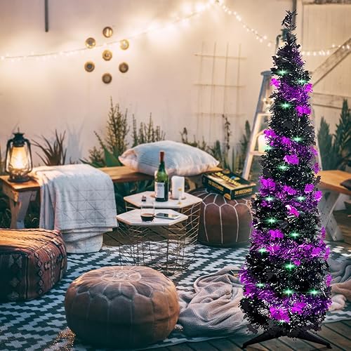 Miniatura 3 de Árbol de Navidad desplegable de 4 pies para decoración de interiores, mini árbol de Navidad preiluminado con 60 luces, árbol de Navidad artificial