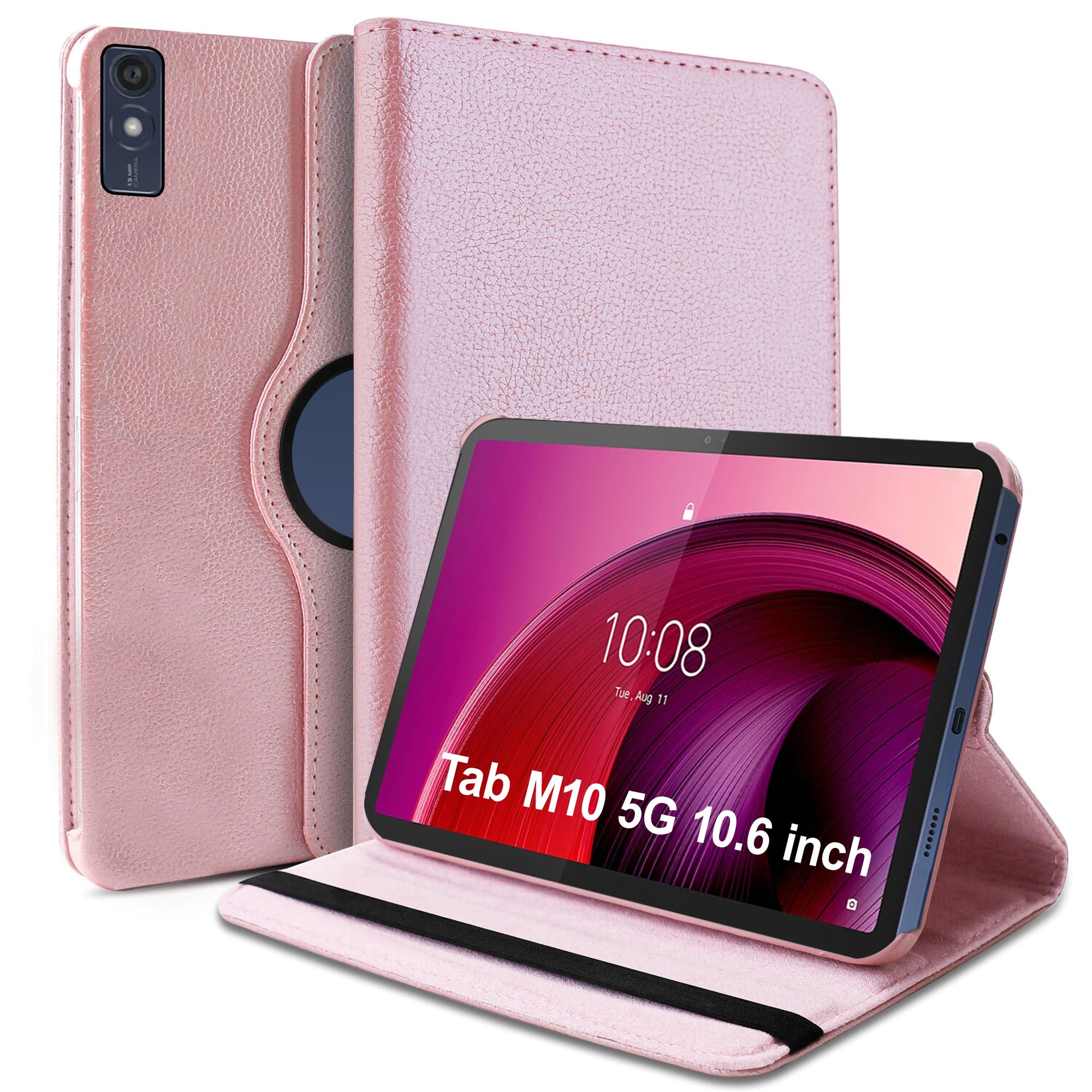 TGK Rotating Cover for Lenovo Tab M10 5G 10.6 inch Case Leather Flip (Rose Gold)-image-34