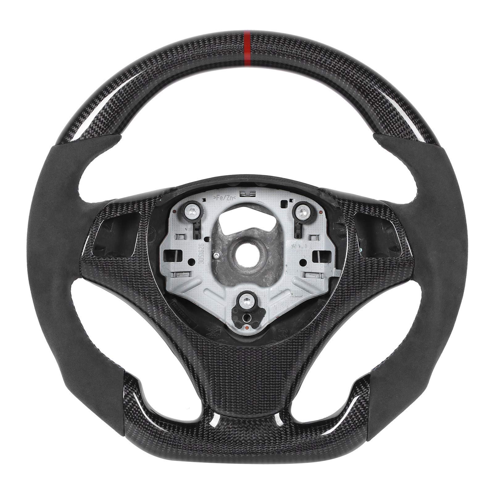 Zamszowa Kierownica z Włókna Węglowego z Czerwonym Paskiem Pasuje do Serii 3 E90 E92 E E82 E88 2006-2013 do Serii Feel Ulepszenie Układu Kierowniczego Sedan Ergonomia Włókna Węglowego