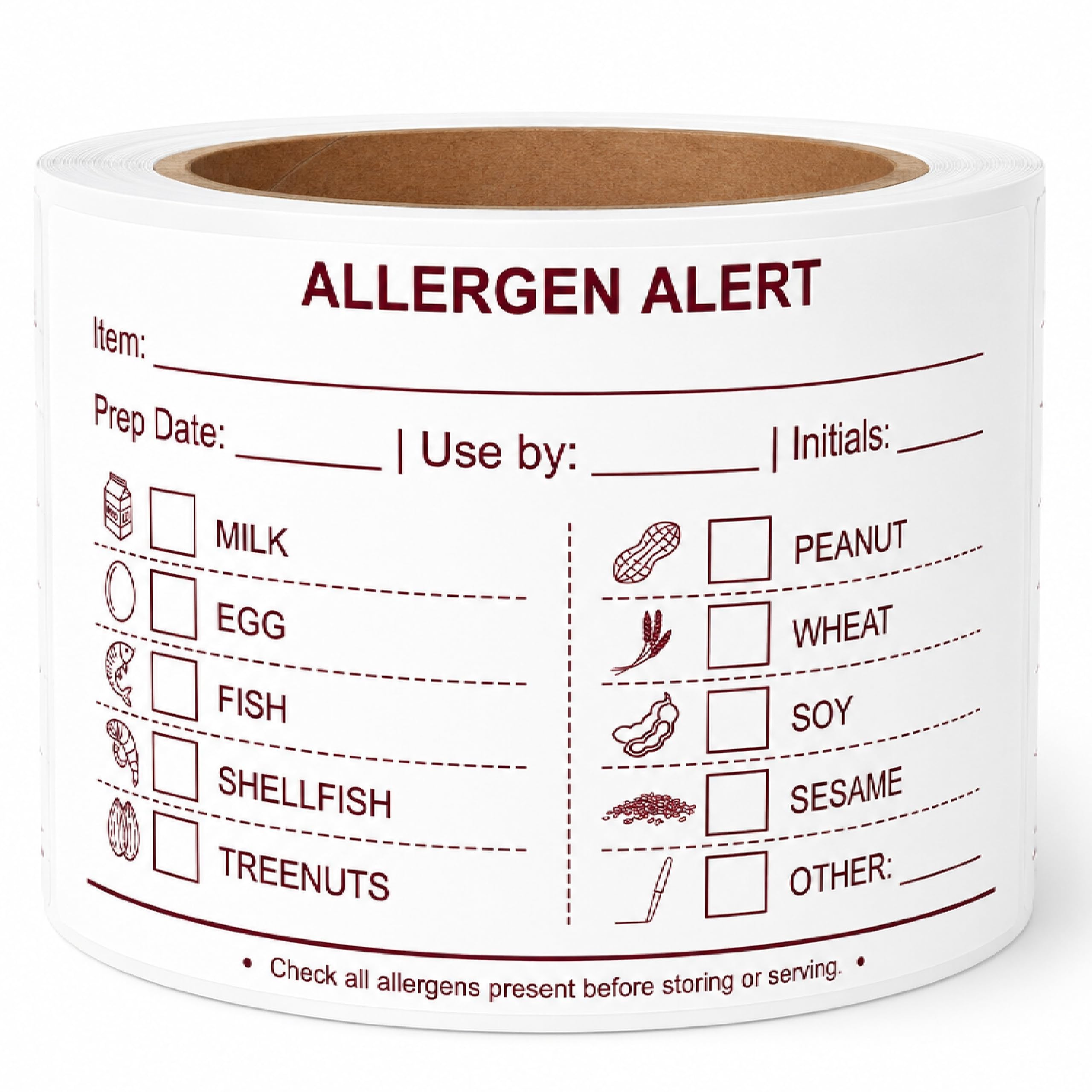 Etiquetas de alérgenos solubles de 2 x 3 pulgadas para escribir alergias alimentarias 6