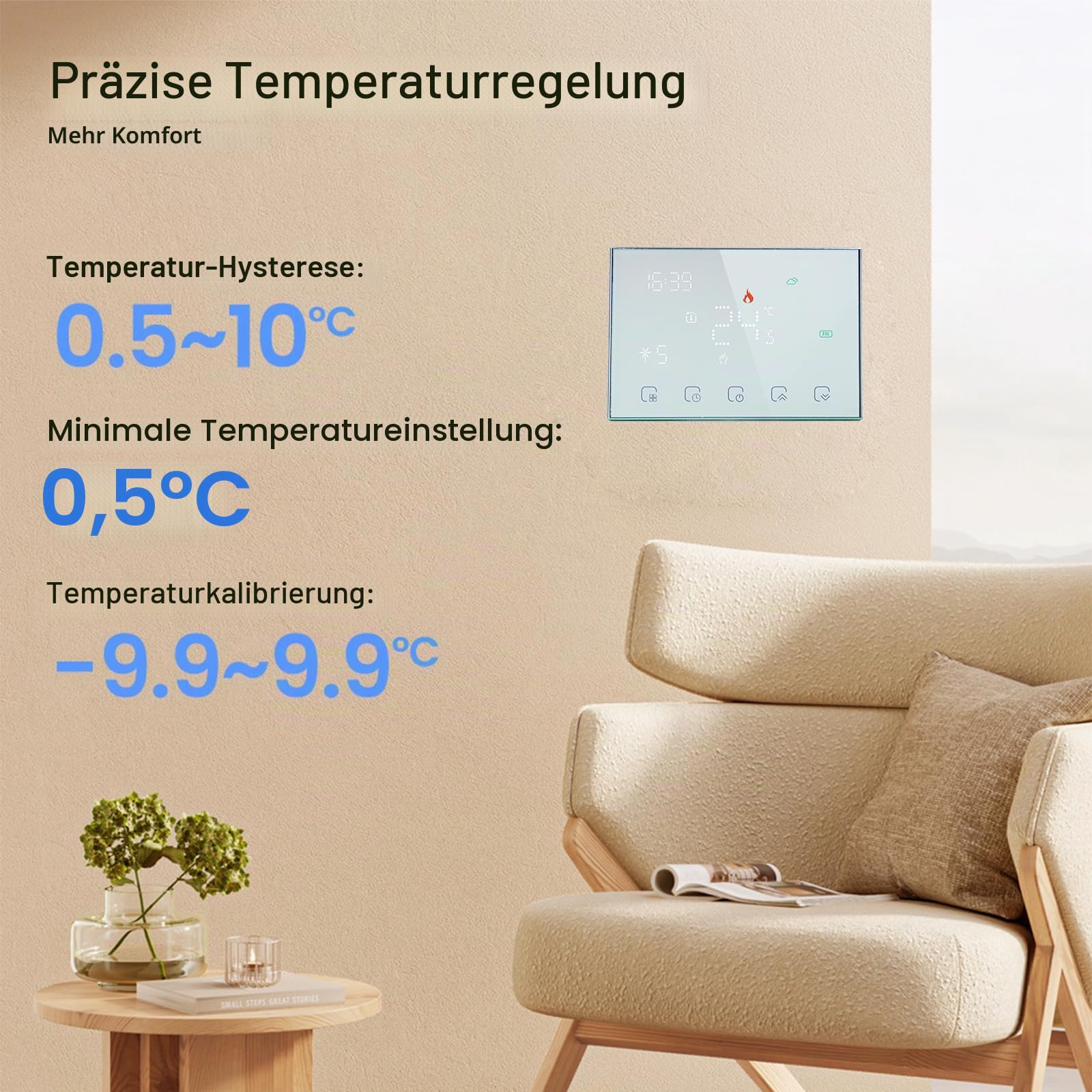 RF Smart WiFi Wireless Thermostat für individuelle Gas- / Wasserkesselheizung Funktioniert mit Alexa Google Home Trockenkontakt, 3A 2AA Batterie