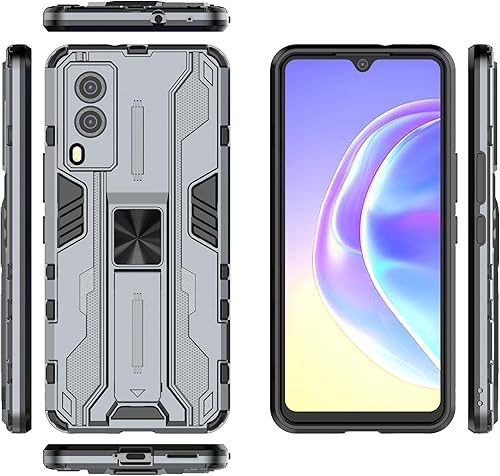 Funda compatible con Vivo V21e 5G, soporte magnético integrado para automóvil, a prueba de golpes, compatible con Vivo V21e 5G, funda protectora 2