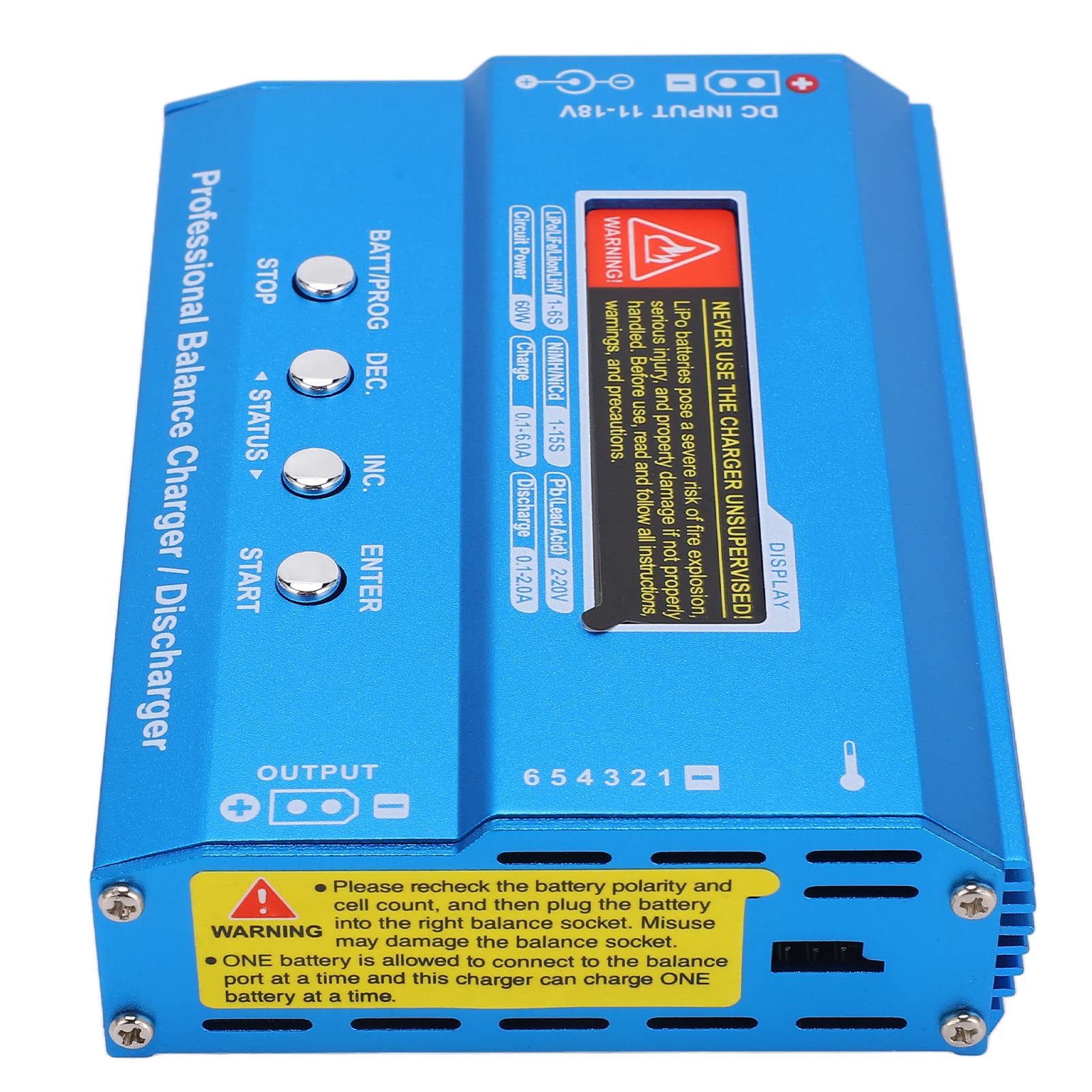 Naroote Chargeur de Balance de Batterie LiPo 60 W 6 A, Petite Station de Charge Multifonctionnelle Puissante, Analyseur de Batterie avec Mesure de Température, Idéal pour LiPo Life LiIon NiCd NiMH