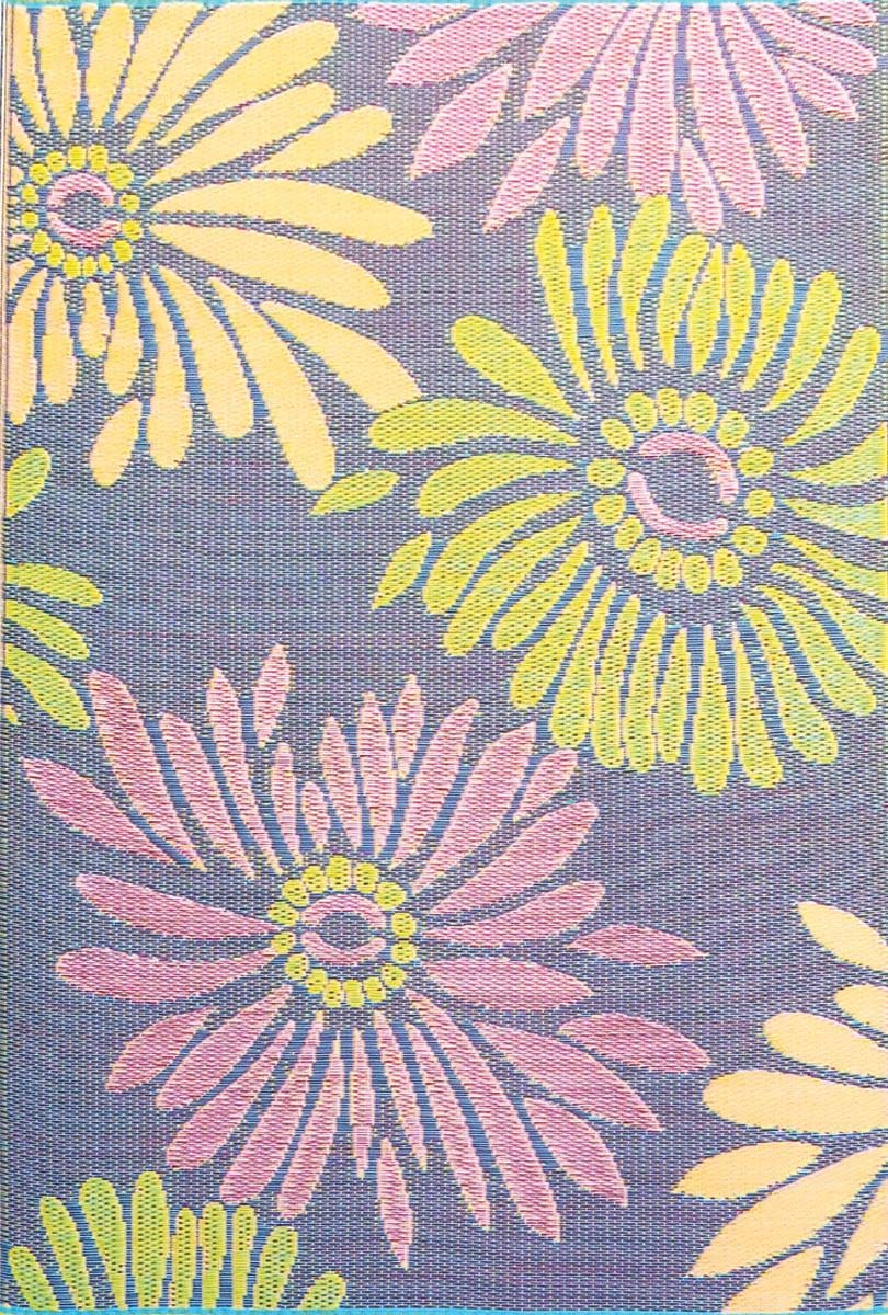Mad Mats Outdoor Rug, Reversible Plastic Mat for Patio, Porch, Deck, Kitchen & Bath, Daisy, 4' x 6', Violet