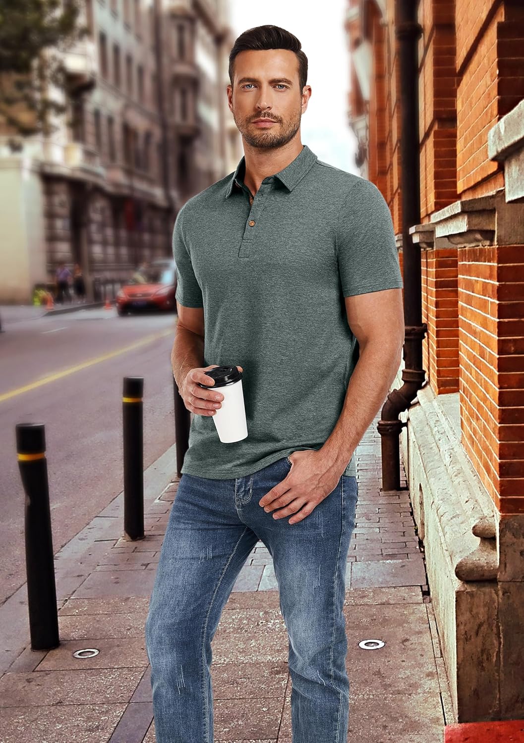 PEGENO Mens Polo Shirts Short Sleeve Casual Cotton Golf Shirts Performance Polo Shirts for Men - Image 4