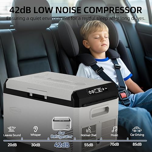 Miniatura 5 de Refrigerador de coche de 12 V, compresor portátil de 22 cuartos de galón con puerta reversible, 100-240 V CA  12 V  24 V CC alimentado, para camión,