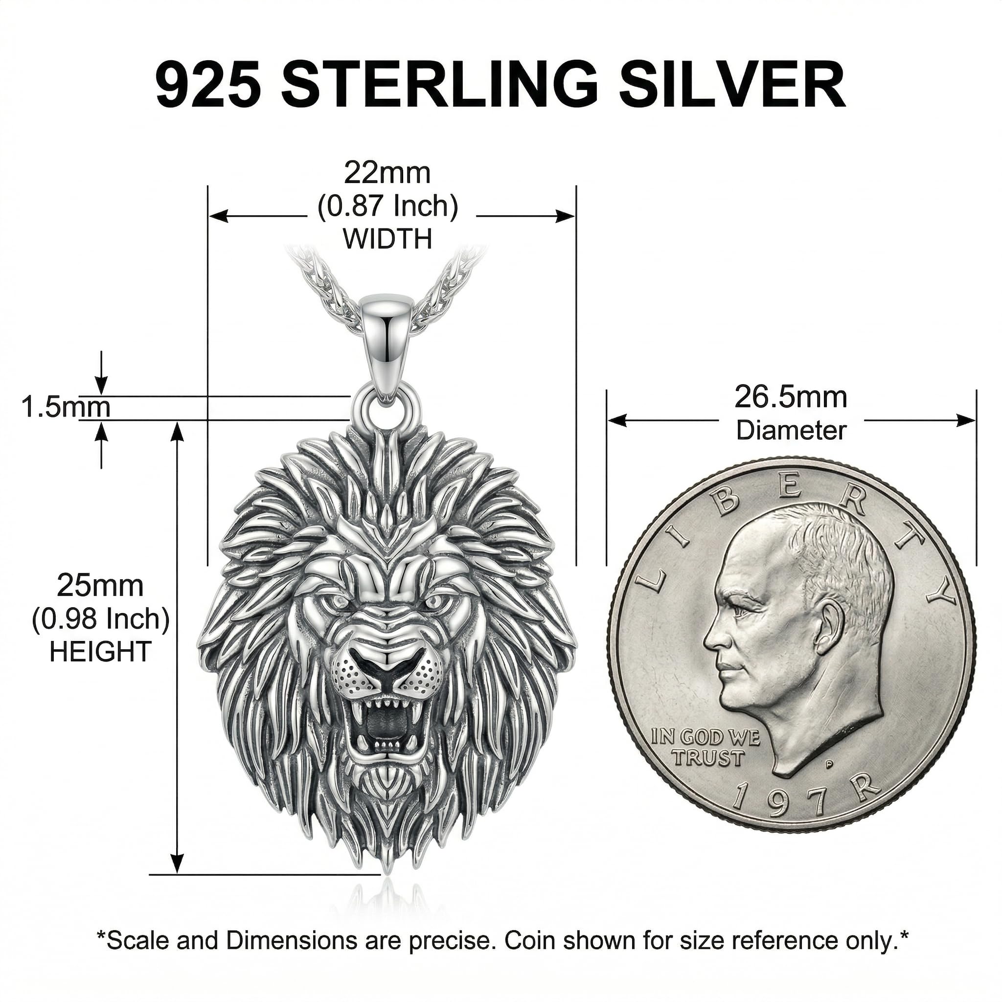 Löwenkopf-Halskette für Herren aus 925er Sterling Silber – Oxidierter Löwenkönig-Anhänger im Retro-Gothic-Stil, Vintage-Tierschmuck, Geschenk für Vater oder Sohn