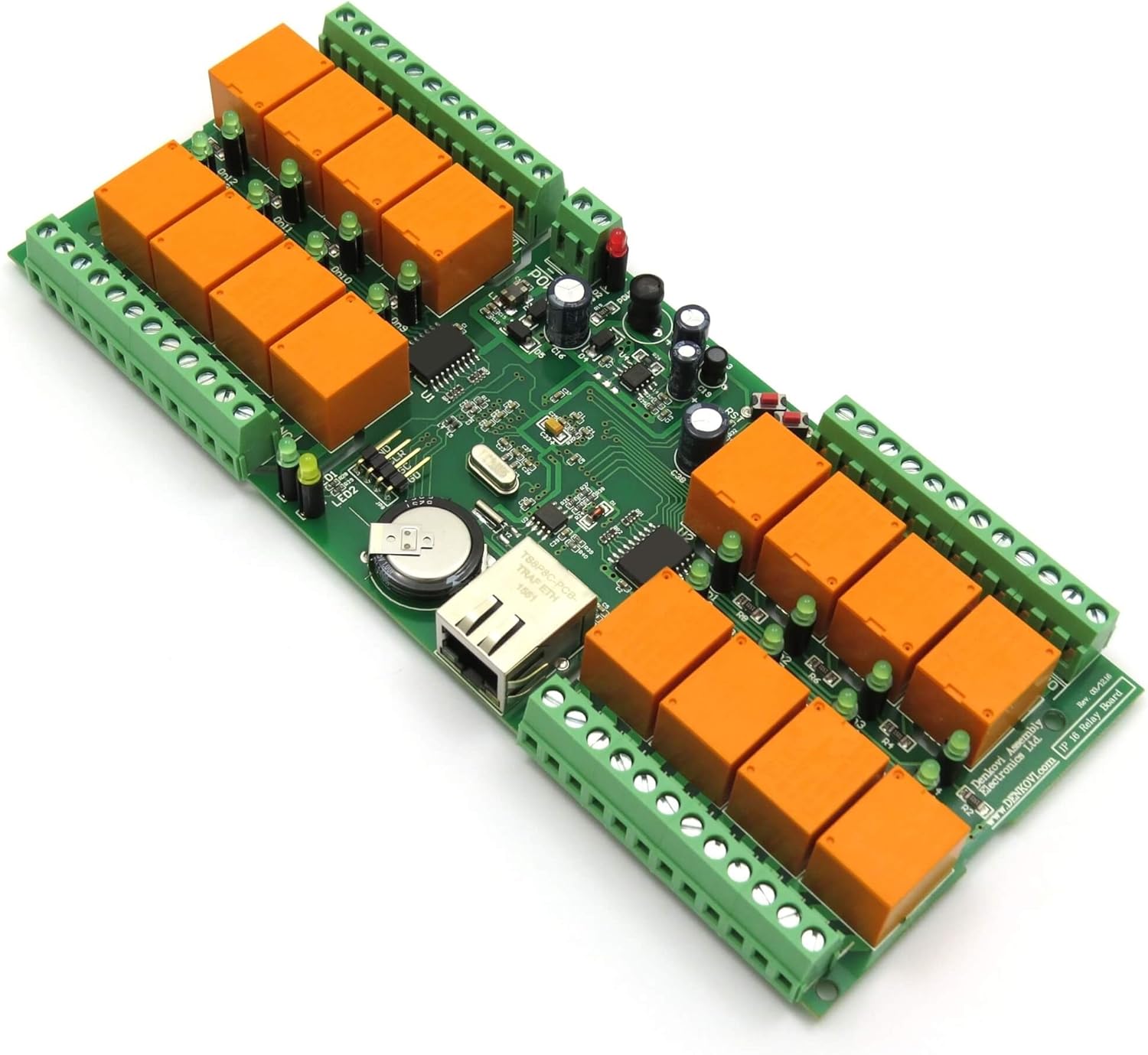 smartDEN LAN Ethernet IP 16 Channels Web Relay standalone Board - 12VDC, SNMP, XML/HTTP, Real Time Clock