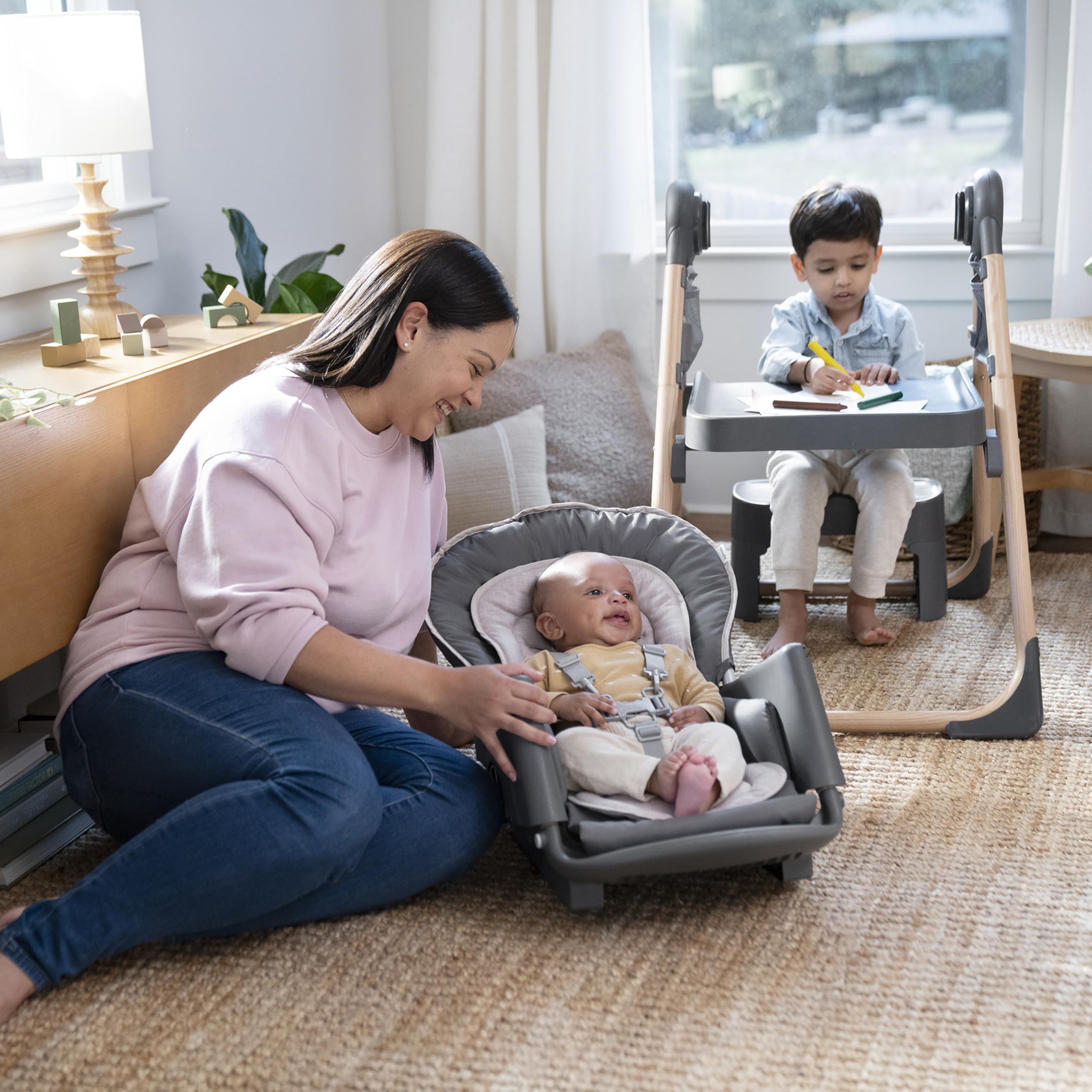 Ingenuity, Chaise Haute Pliable Proper Positioner Create Up! - Centre d'Activités Convertible et Tour d'Apprentissage, 9 Modes d'Utilisation, Poches de Rangement, Wesley, 0 Mois à 5 Ans