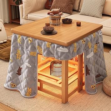 Winter Heating Table 3-piece Foldable Kotatsu Heating for Living Room in Winter Living Room Square Kotatsu Table Heating Drying Clothes70 * 70 * 70CM