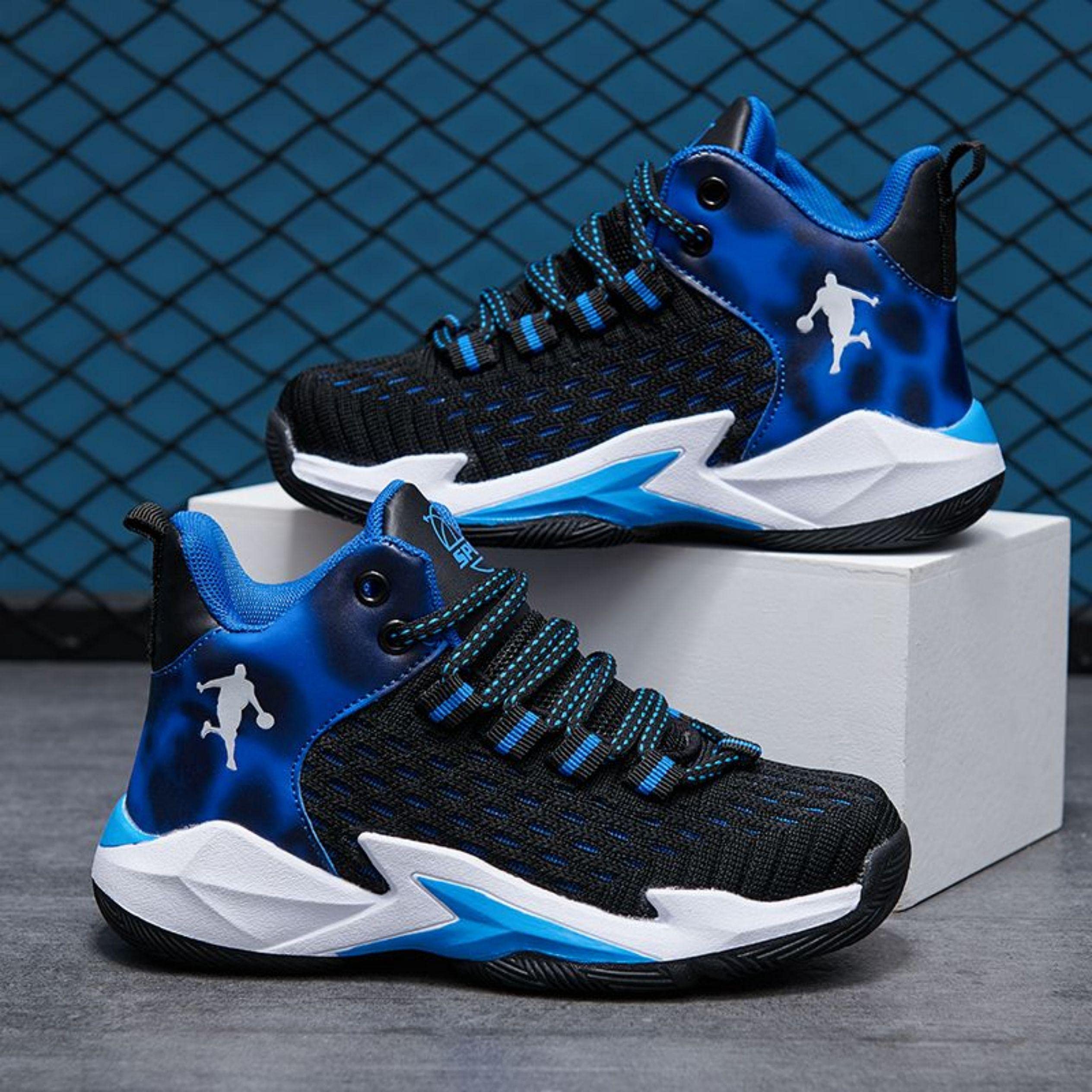 Ucilxi New Breathable Woven net Basketball Shoes Black Blue