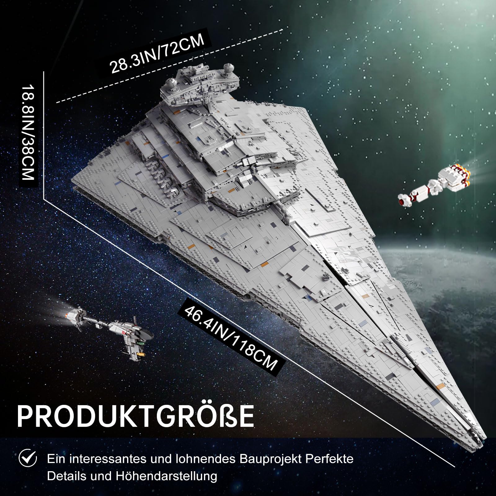 13135 Imperial Sternenzerstörer Spielzeug mit 3 Mini-Raumschiffen,11885 Klemmbausteine Technik Sternenzerstörer, Sammlerstück für Erwachsene,kompatibel mit UCS Super Star Destroyer