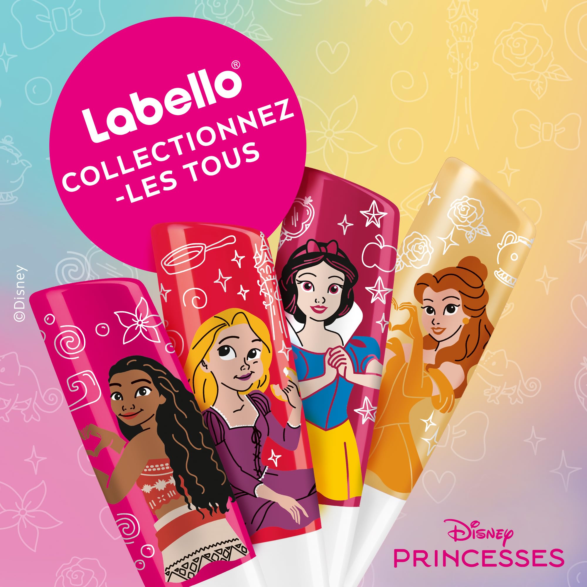LABELLO Baume à lèvres Édition Limitée Disney Princesse Blanche-Neige Cherry Apple Dream 1x 4,8 g — Stick à lèvres hydratant pour enfants — Baume parfumé à la cerise