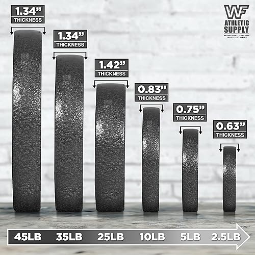 Miniatura 3 de CAPHAUS Placas de agarre olímpicas de hierro fundido, se ajustan a la barra olímpica de 2 pulgadas para entrenamientos de fuerza y