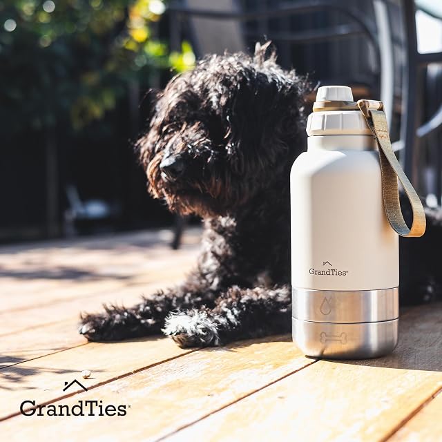 Foto 6 de 8 de GrandTies Botella de Agua portátil aislada con 2 dispensadores de Cuencos Desmontables para Perros
