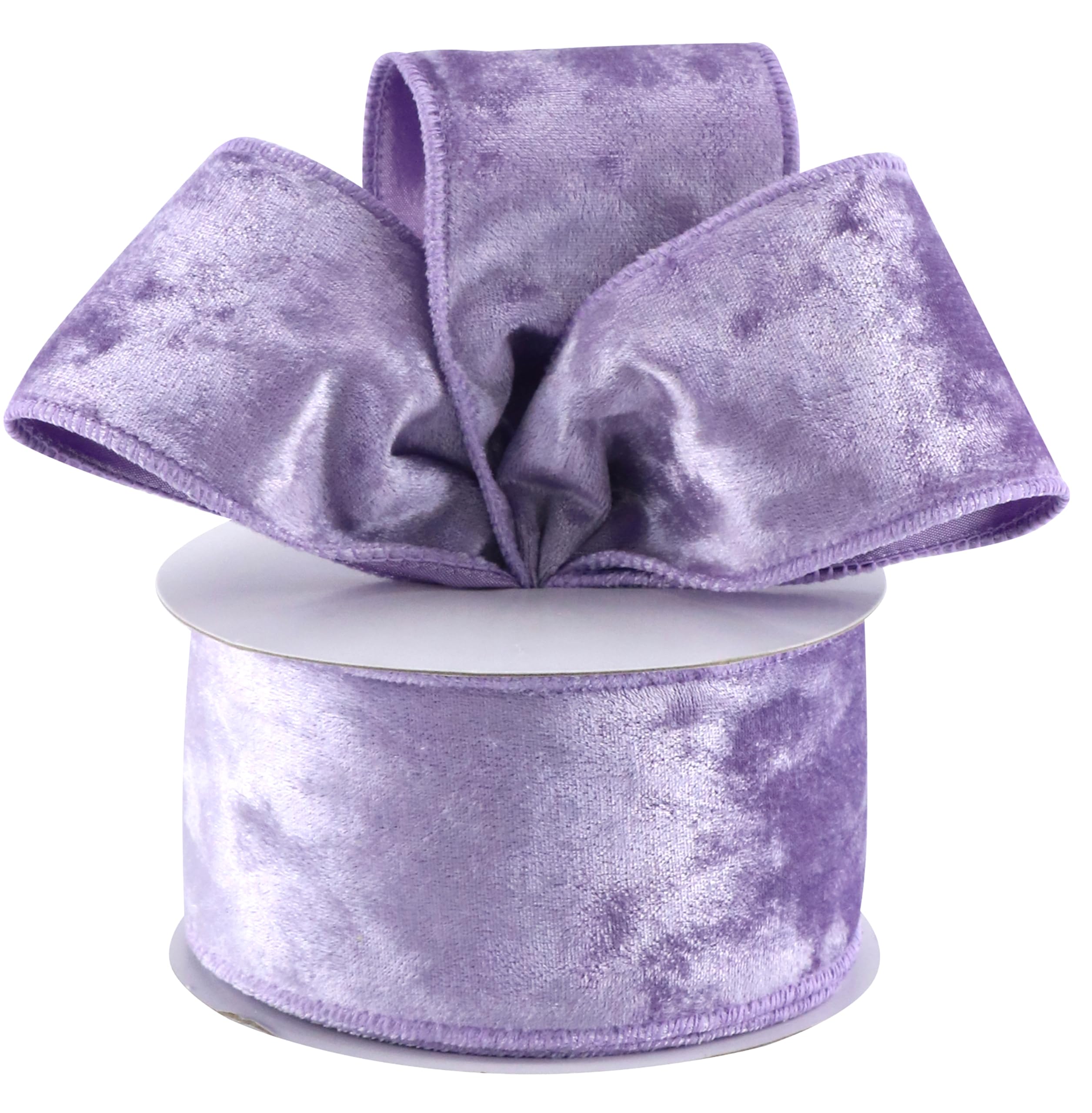 MAYREEL 2.5 Inch Lilac Crushed Velvet Ribbon Wired for Spring Easter Decorations Gift Wrapping Wreaths Tree Toppers 10 Yards