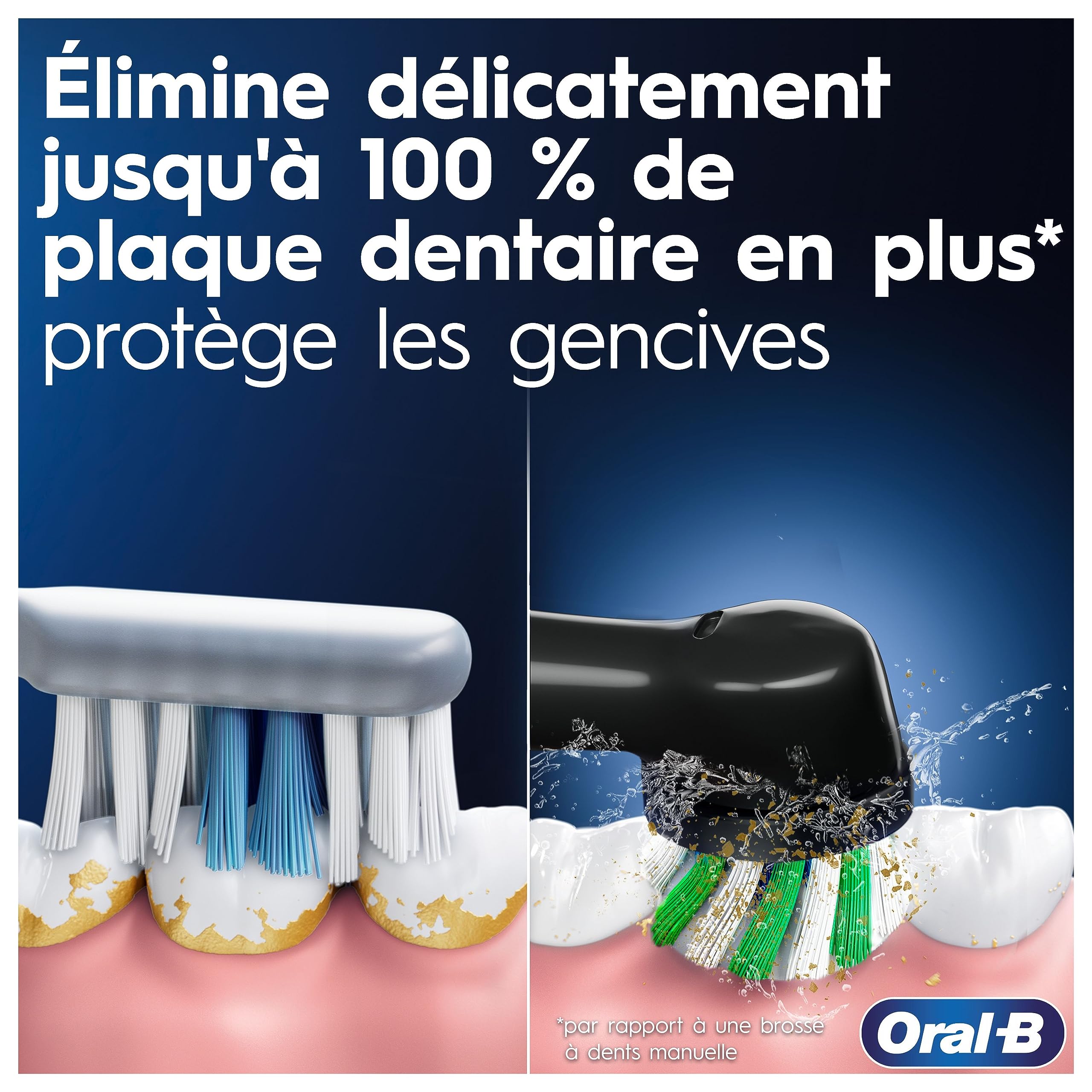 Oral-B Brosse à Dents Electriques Pro 1, avec Brossette de Rechange, Bleue – 3 Modes de Nettoyage dont Douceur, Brossage avec des Oscillo-Rotations et Pulsations, Chargeur, Etui de Voyage