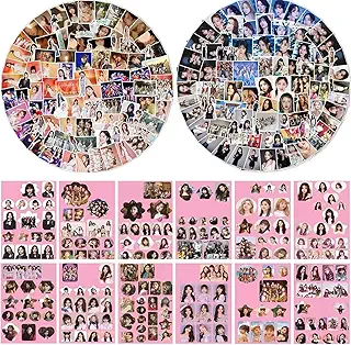 MeiYiYou Twice Pink K-pop ステッカー 390枚 ペーパー モダン コンテンポラリー 多面 円形 屋内外兼用 防水 漫画 1回用 4枚