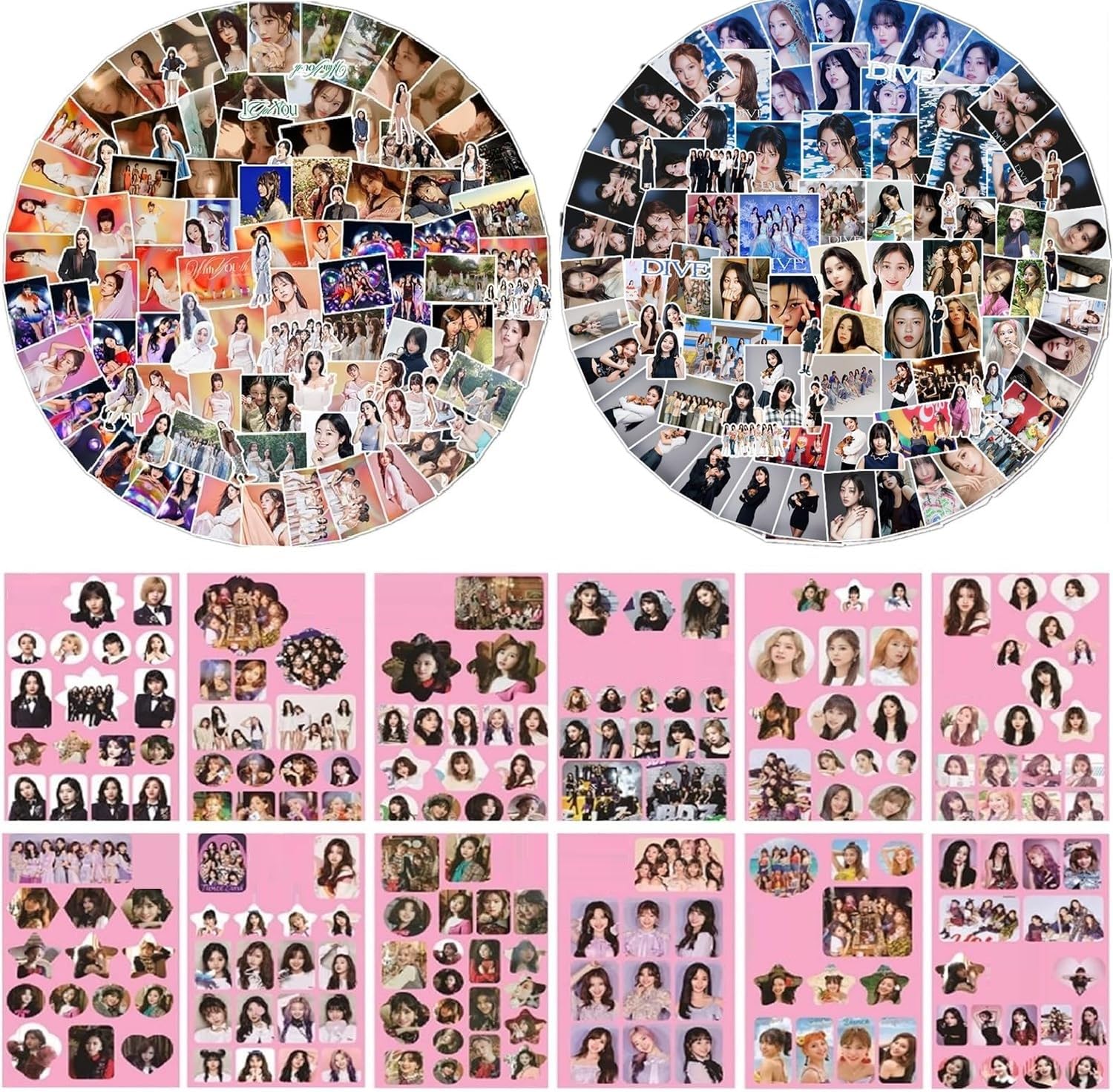 MeiYiYou Twice Pink K-pop ステッカー 390枚 ペーパー モダン コンテンポラリー 多面 円形 屋内外兼用 防水 漫画 1回用 4枚