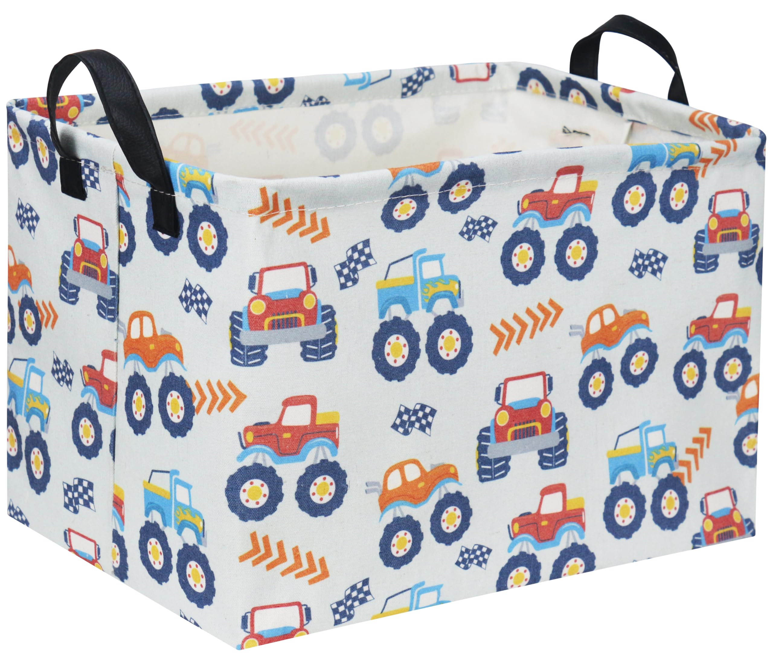 TIBAOLOVER Rectangular Monster Truck Basket for Kids Baby Storage Basket Cute Toy Storage Bin Organizer Shelf Book Truck Room Decor(Monster Truck)