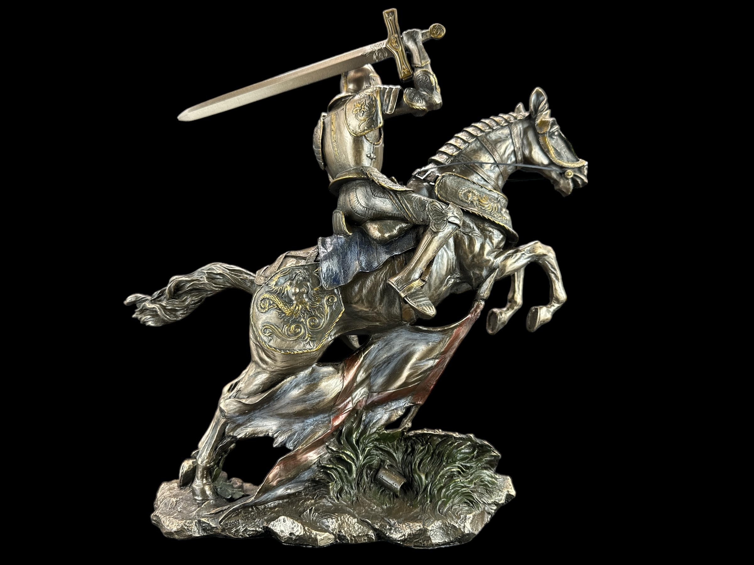 57 SPECIAL REPLICAS Rzeźba dekoracyjna duży rycerz na koniu, figurka z brązu jako prezent do salonu, dekoracja figurki, dekoracja