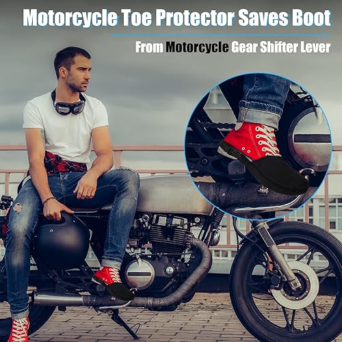 Miniatura 5 de Tallew Paquete de 2 protectores de zapatos de motocicleta, cubierta de palanca de cambios y protector de botas para hombres y mujeres, color negro,