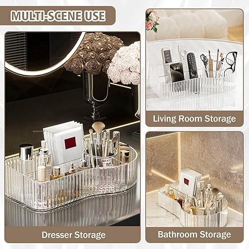 Miniatura 7 de Organizador de maquillaje transparente para tocador, almacenamiento acrílico para el cuidado de la piel y organización de maquillaje para