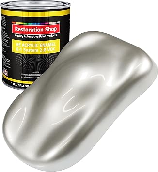 Restoration Shop Sterling Silver Metallic Acrylic Enamel Paint - Gallon | Professional Single Stage High Gloss Automotive Metallic Paint, Car, Truck, Equipment Coating, 2.8 VOC