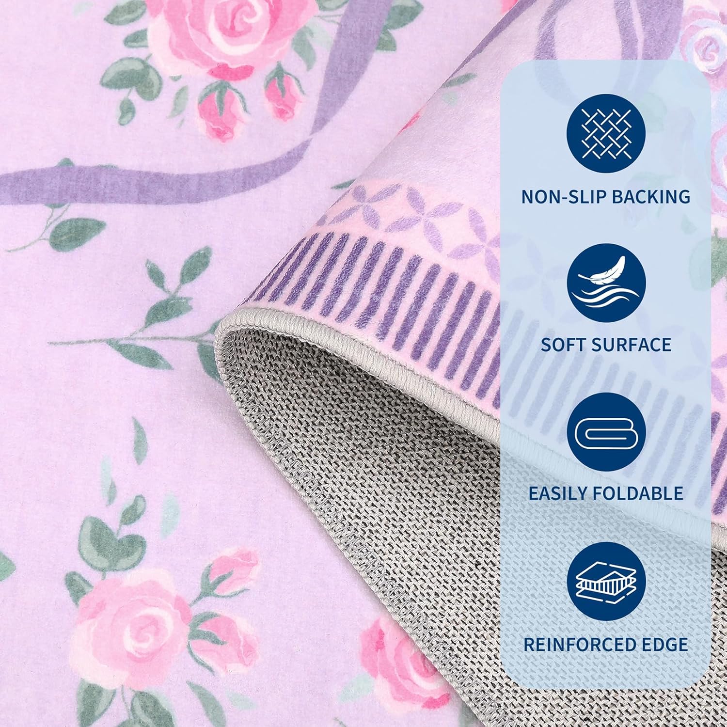 GarveeHome Coquette Purple Rugs for Bedroom Girls, 8x10 Area Rugs for Living Room with Soft Low Pile, Non Slip Floral Bow Washable Rug 8x10 for Nursery Kids Dorm Dining Room Playroom - Image 5