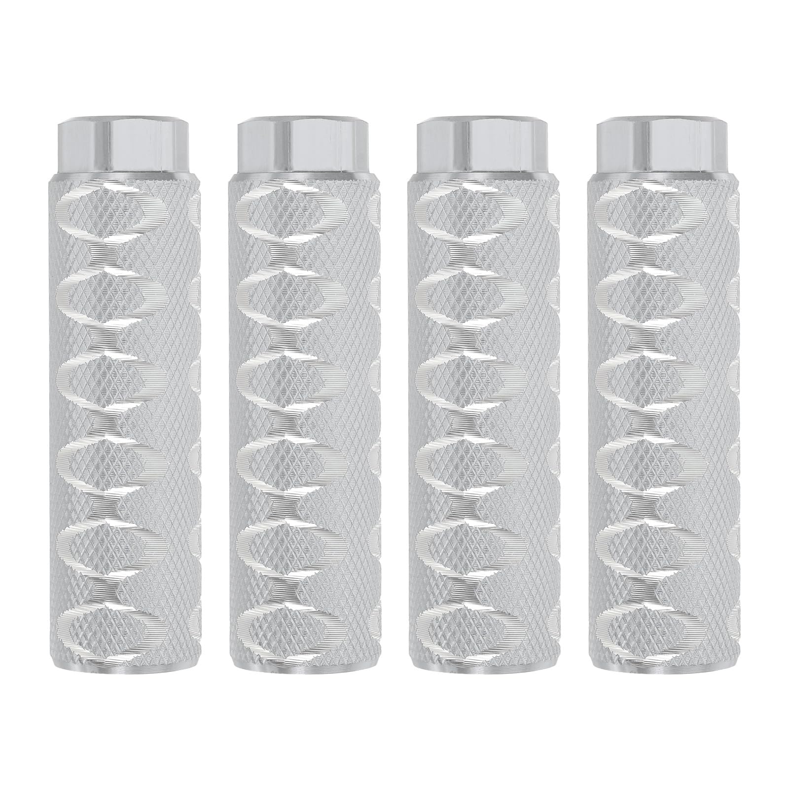 PATIKIL Fahrrad-Pegs passen auf 3/8-Zoll-Achsen, 4er-Pack Aluminiumlegierung Anti-Rutsch-Fußfahrrad-Pegs für BMX Mountain Dirt Bike Cycling Rear Stunt Pegs, Silber