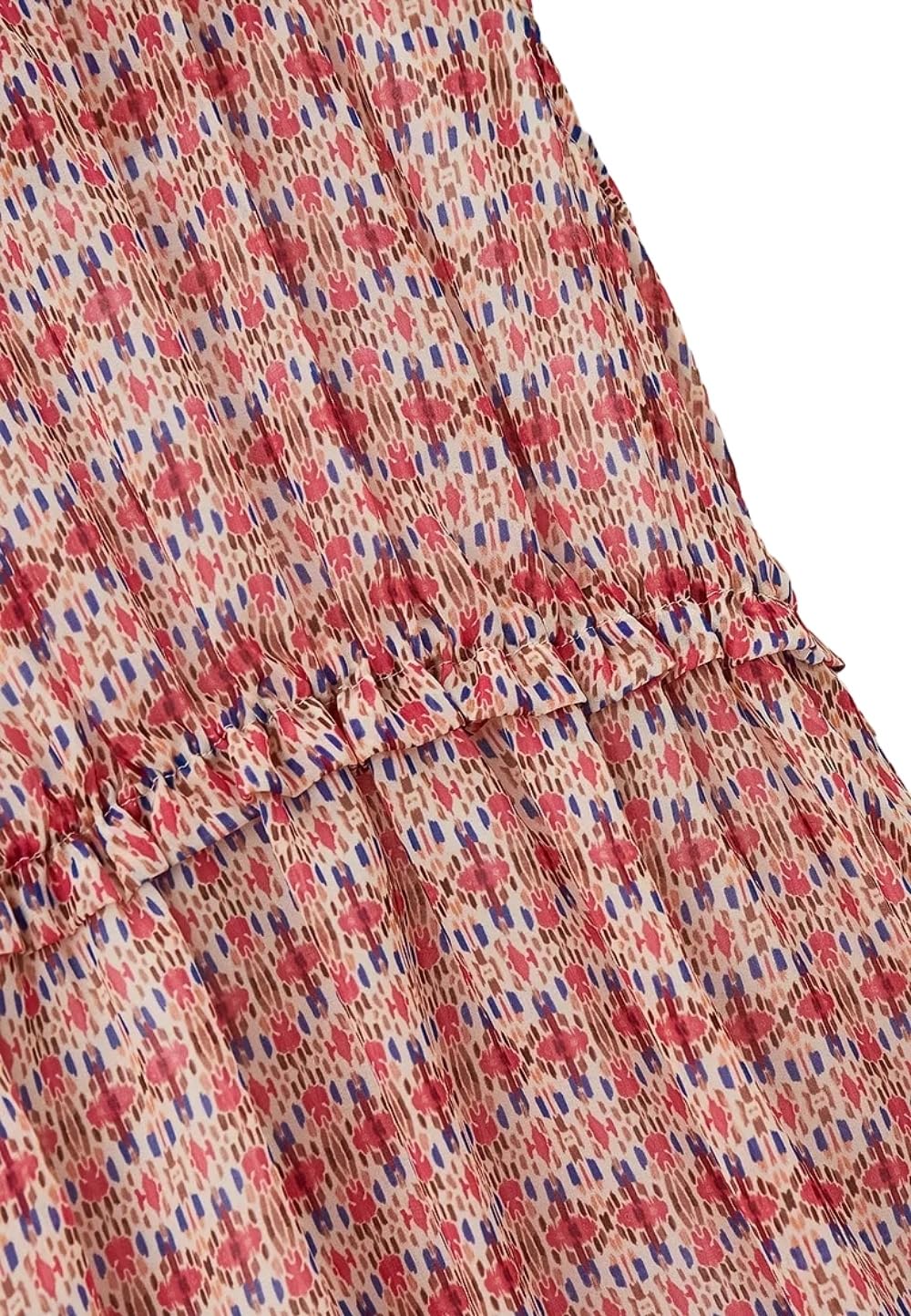 Ärmelloses Sommerkleid für Mädchen mit rosa und blauem Blumenmuster, elastischer Bund, leicht und bequem - ideal für Zeremonien und besondere Anlässe, 6976