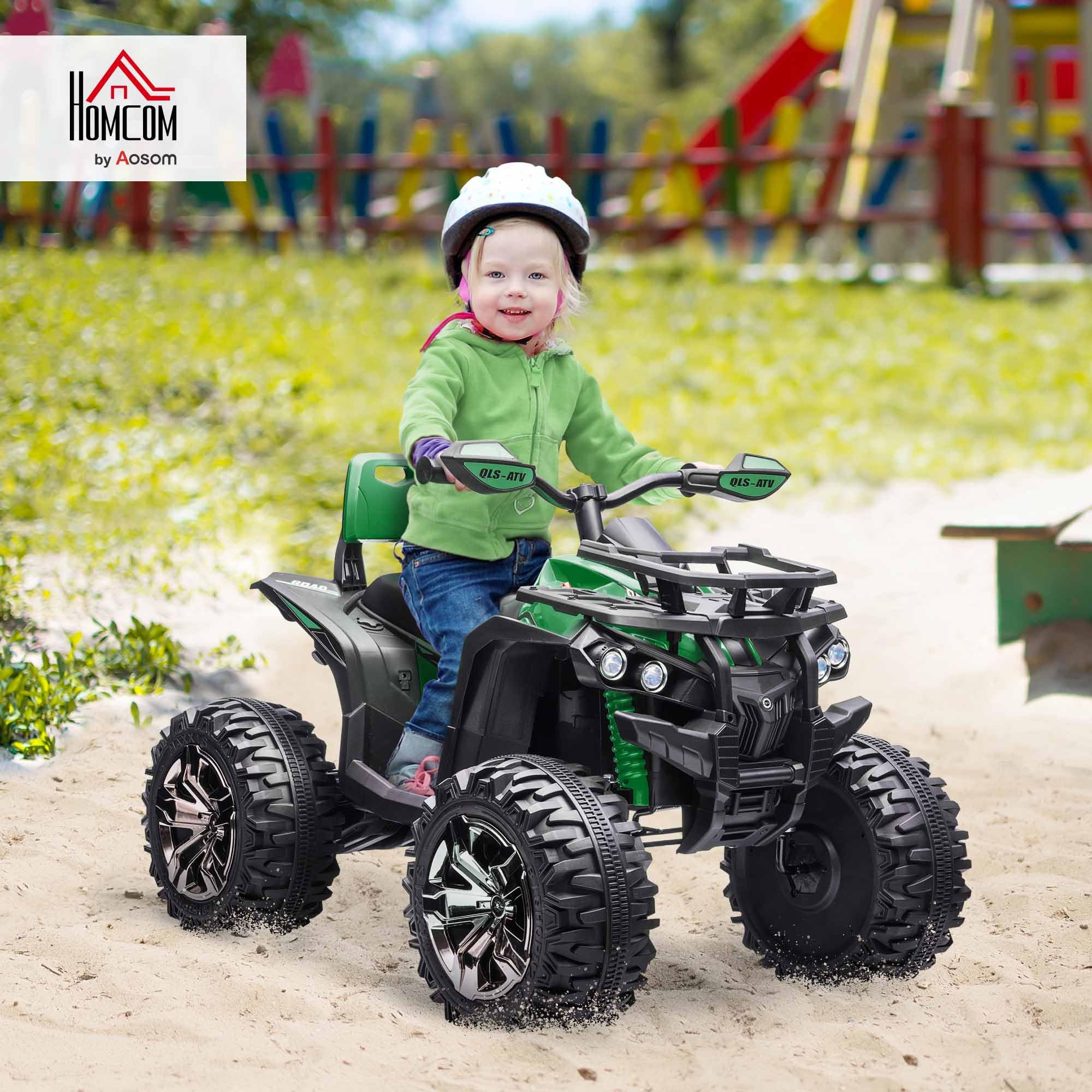 HOMCOM Elektro Quad für Kinder 12V 10Ah mit 2 Motor für 3-5 Jahre Grün | Kinder Quad, Vorwärts-, Rückwärtsfunktion, USB-Anschluss, MP3-Musikplayer, Kinderfahrzeug mit Scheinwerfer, 3-8 km/h