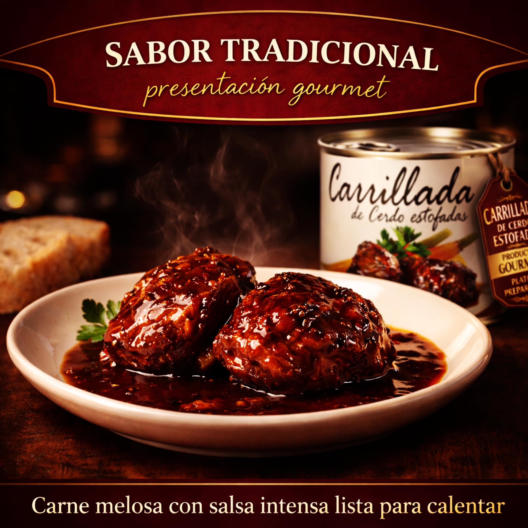 POLGRI Carrilladas de Cerdo Estofadas Conserva Gourmet 800 g Carne Melosa Lista para Calentar