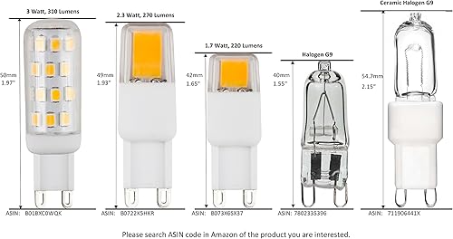 Miniatura 4 de CBconcept Bombilla LED G9 con certificación ETL, paquete de 5, Epistar COB de 2 vatios, 270 lúmenes, luz diurna 5000k, ángulo de haz de 360, 120