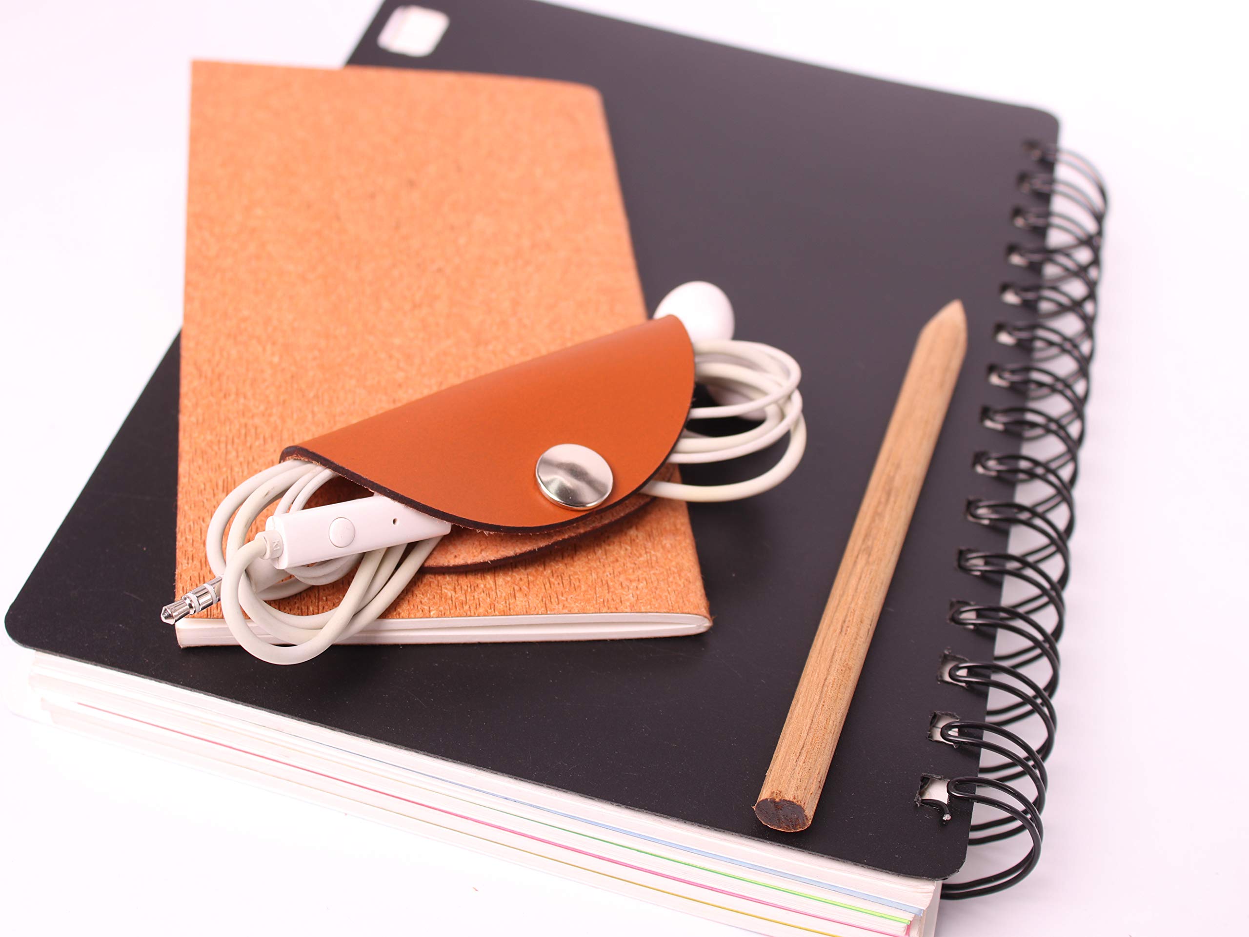 Cord Taco Organizer - Leather Cable Straps | Tech Taco Cable Keepers Ties Winder for USB Cable/Wire | Cable Manager Holder for Charger/Earphones Wrap Travel Gift - Brown (Set of 4) - 3 Inch