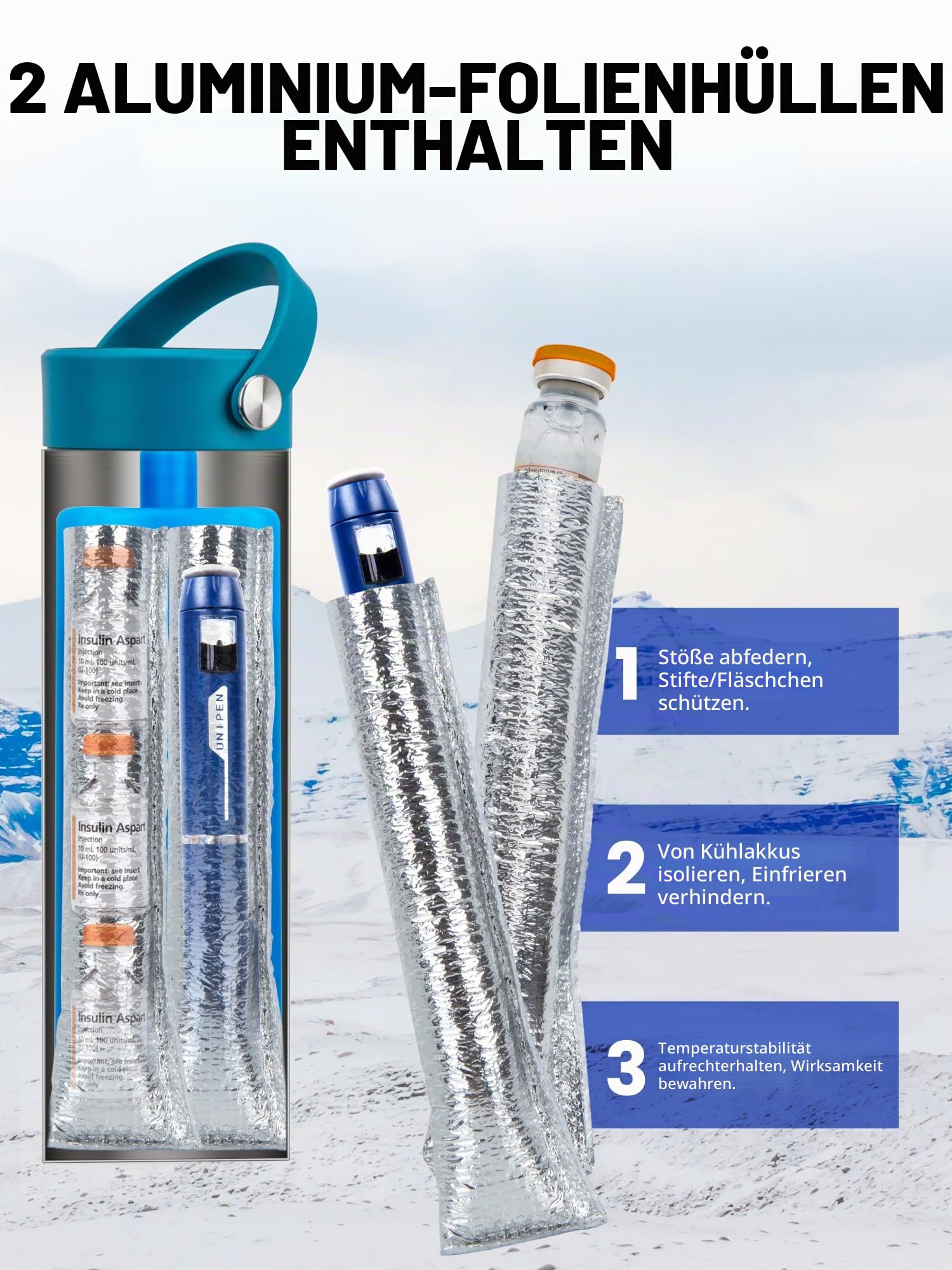 SUNMON Wiederaufladbare Insulin Kühltasche, Reiseetui für GLP-1 Pens