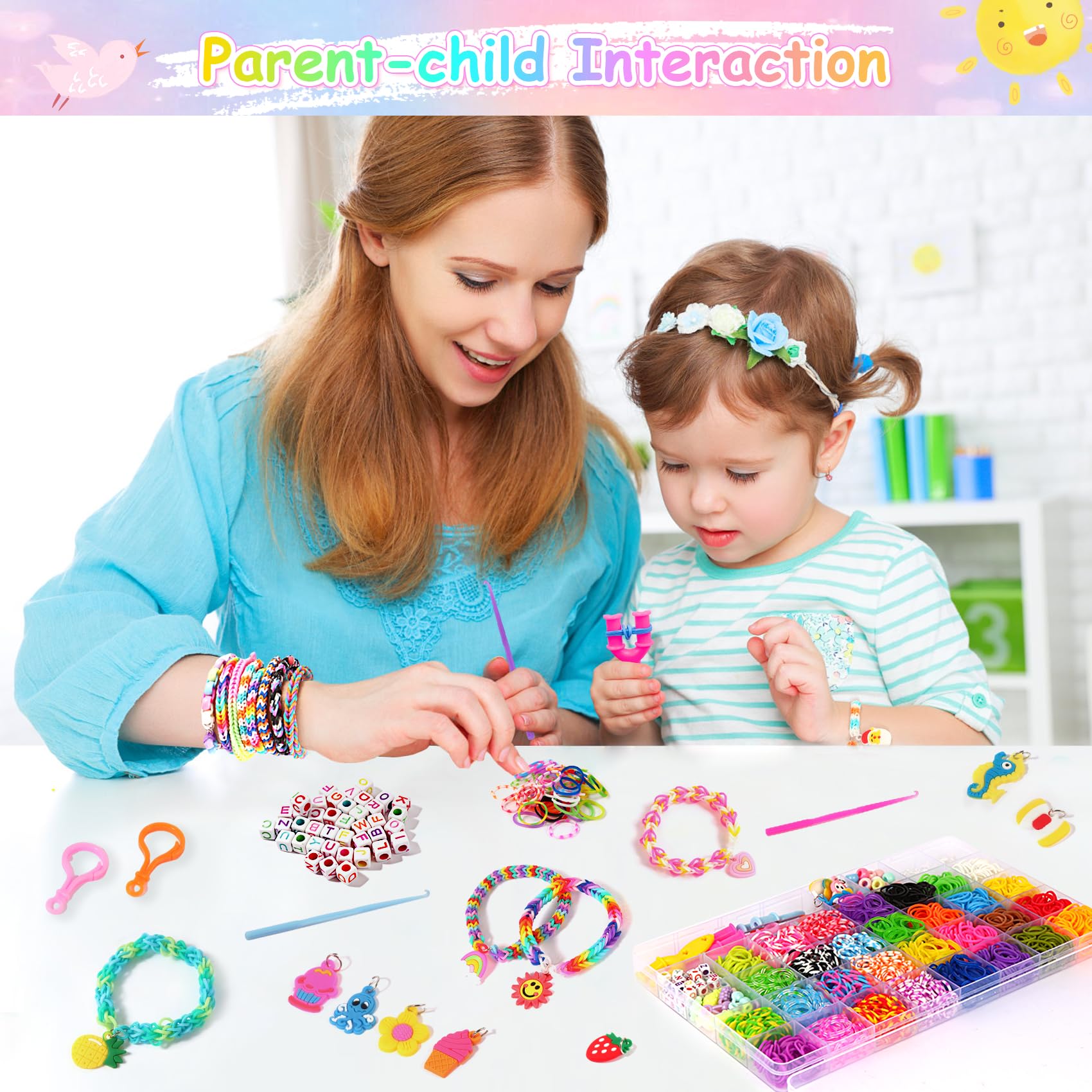 LUZOON 2500+ Loom Bänder Set, 30 Farben Bunte Gummibänder Kit für Armbänder,Loom Bänder Set für Armbänder, Armbänder Selber Machen kinder, Loom Rubber Bands Kit für Kinder Mädchen Jungs
