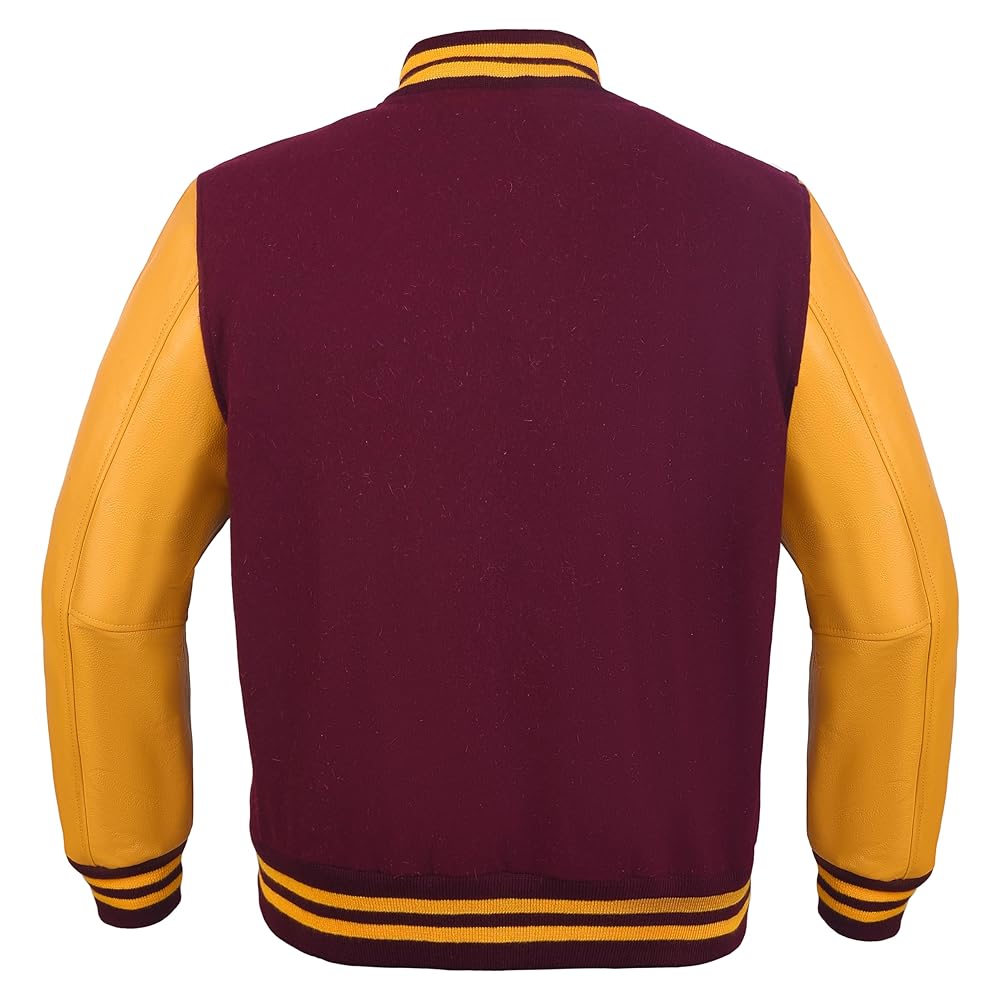ZAPRIS Bomber Jacket Men Varsity Jacket Maroon Wool Baseball
