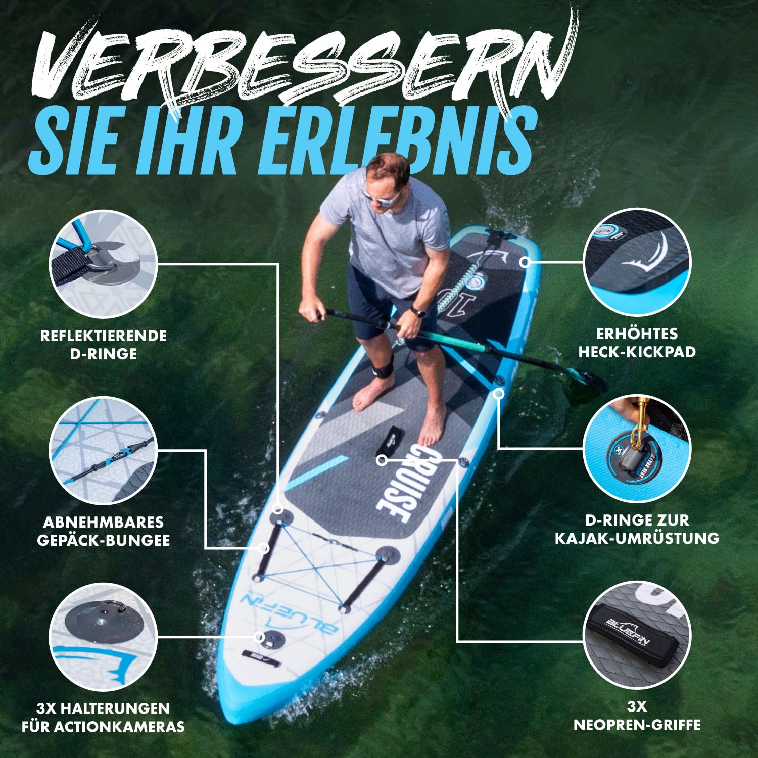 Bluefin SUP 2020 CRUISE SUP Board Set, Blau, 10"8'